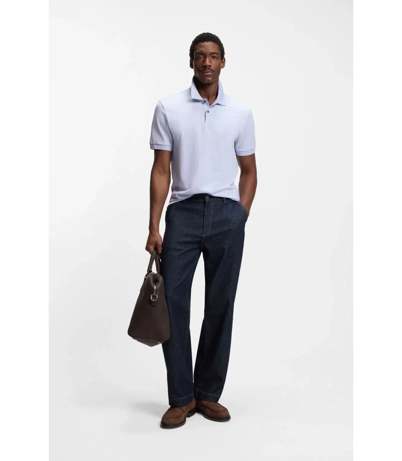Boss Bubble Structure Polo Shirt In Cotton Light Purple