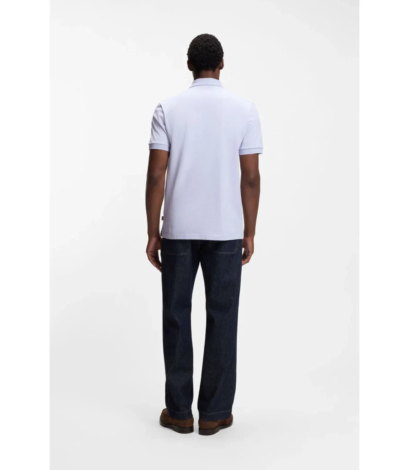Boss Bubble Structure Polo Shirt In Cotton Light Purple