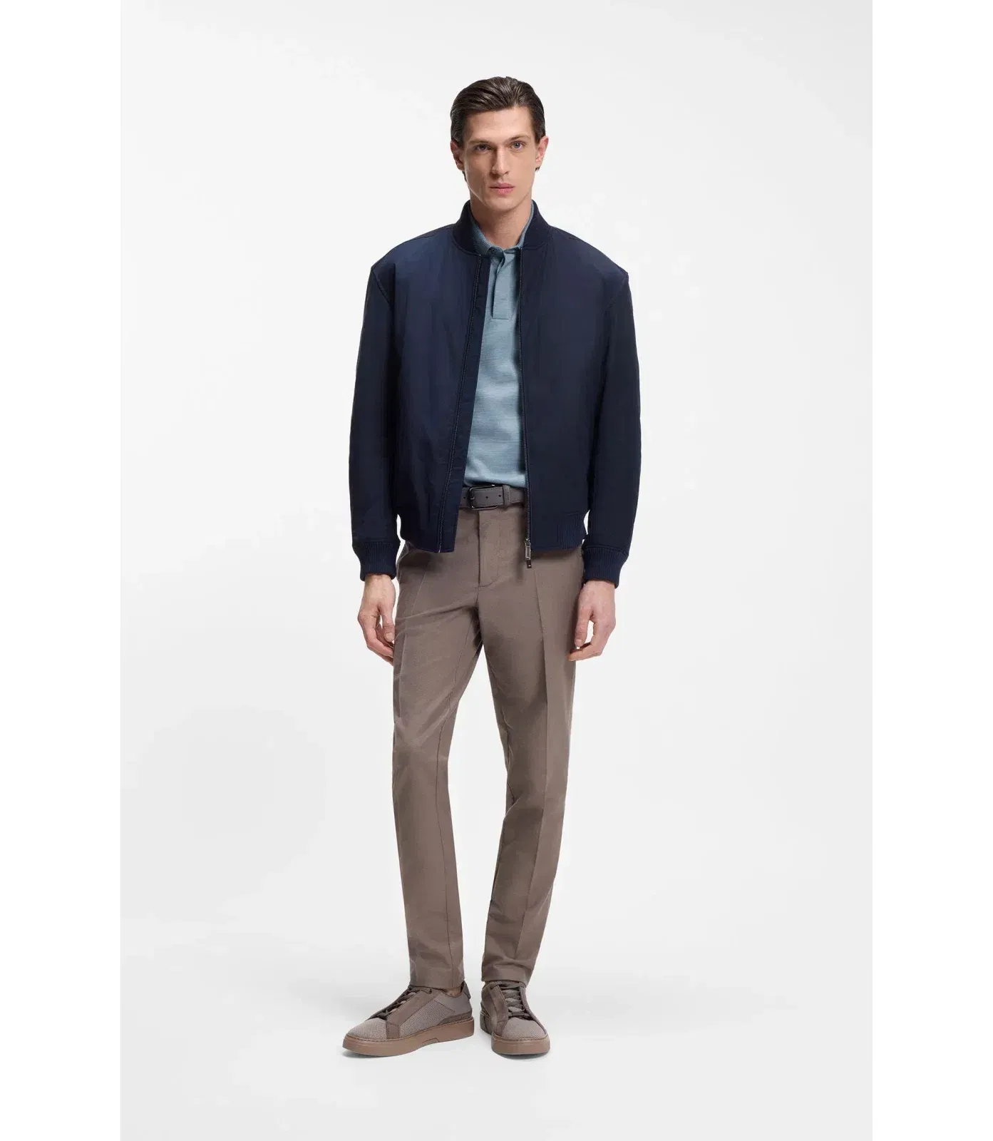 Boss X Aston Martin Polo Shirt In Wool Cotton Piqu Light Blue
