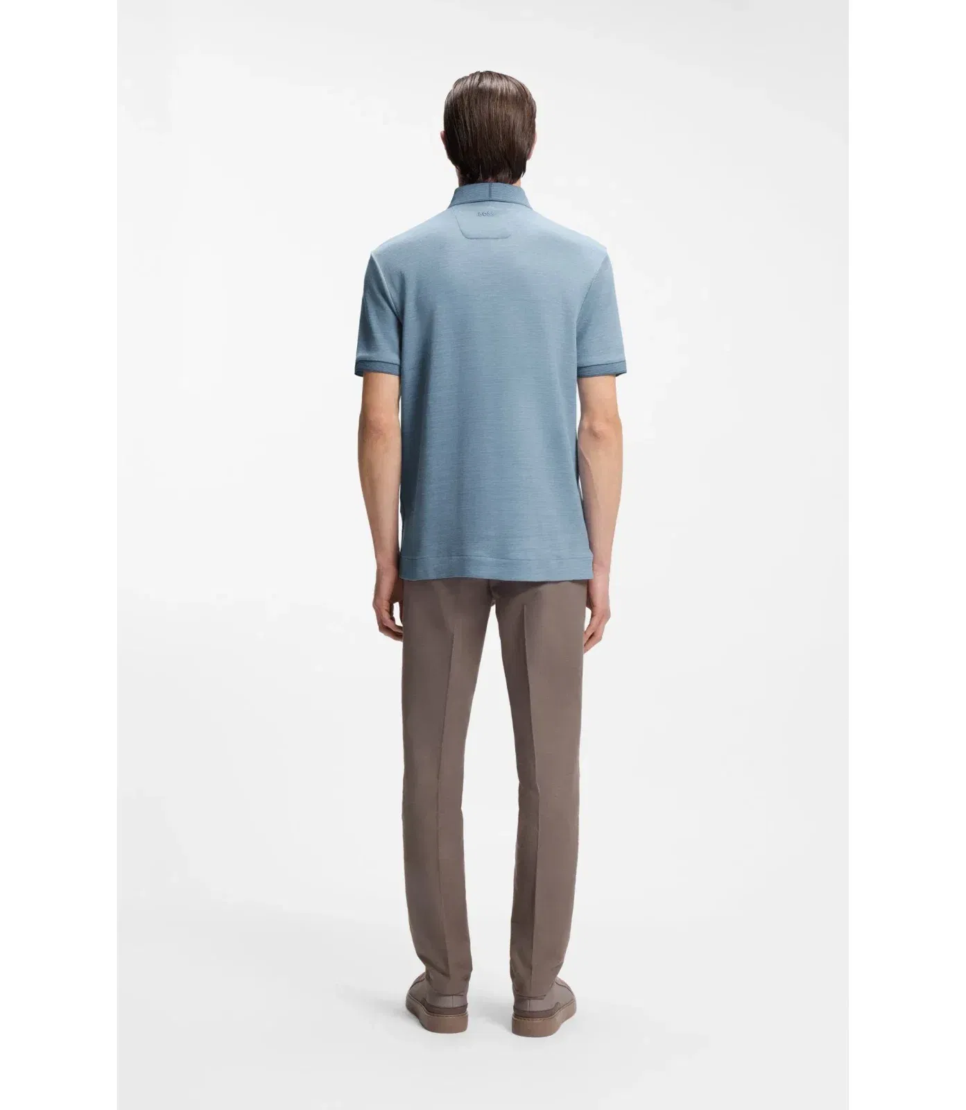 Boss X Aston Martin Polo Shirt In Wool Cotton Piqu Light Blue
