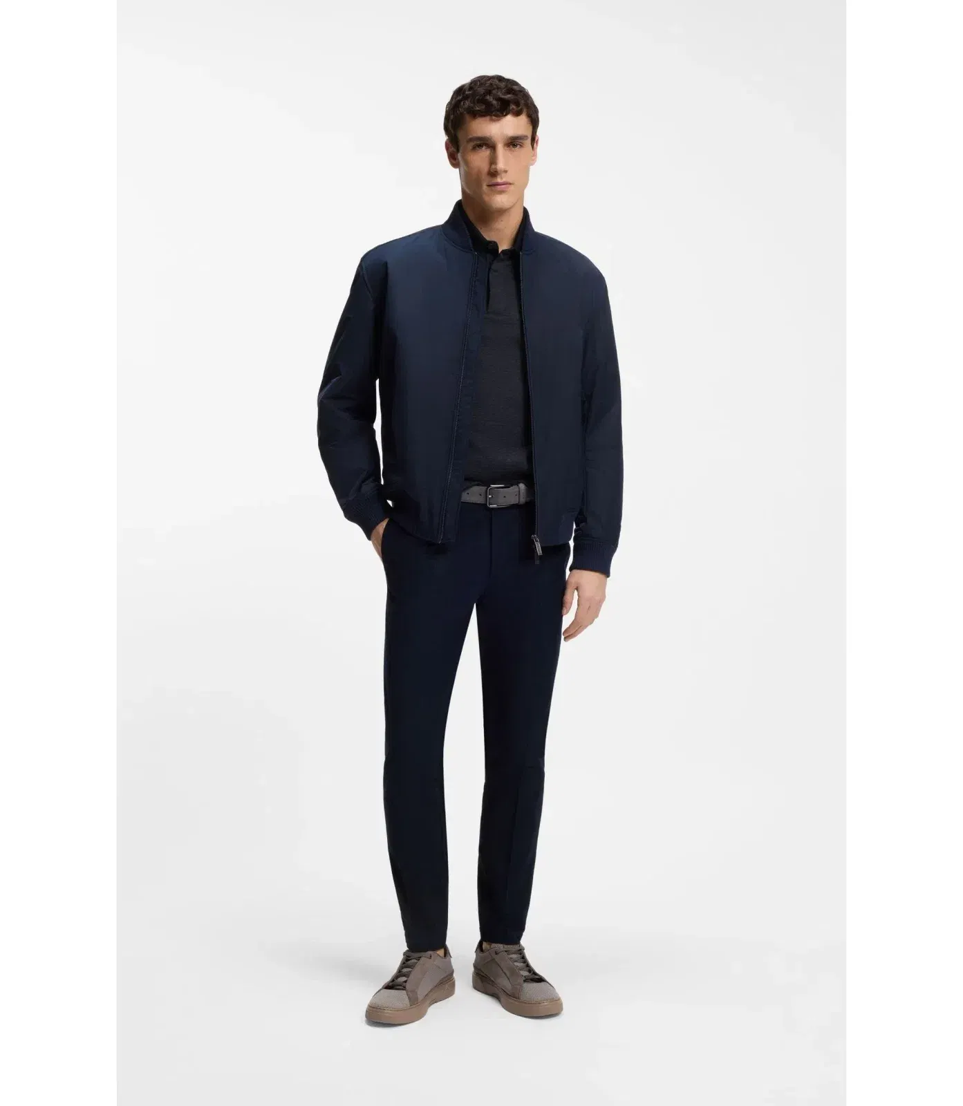 Boss X Aston Martin Polo Shirt In Wool Cotton Piqu Dark Blue