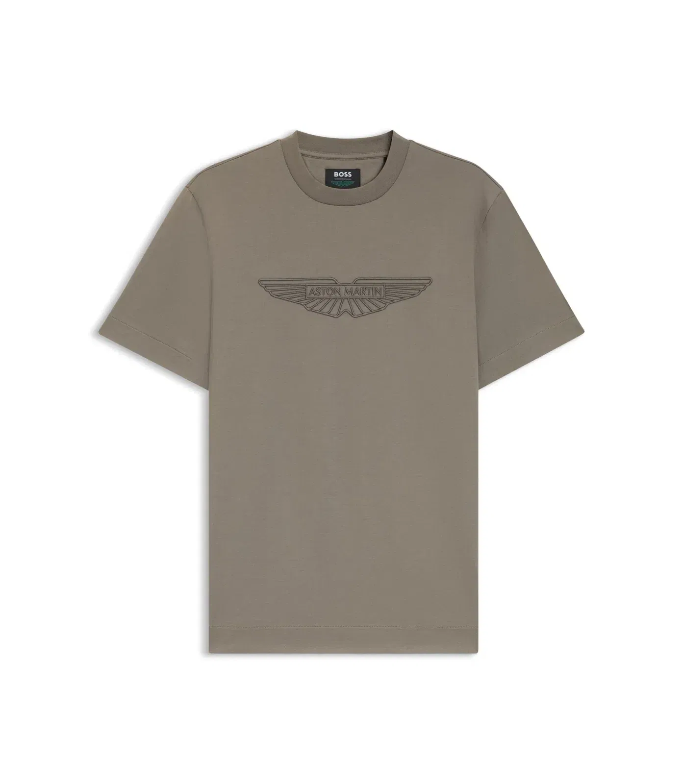 Boss X Aston Martin Mercerized Cotton T Shirt With Wing Detail Light Grey