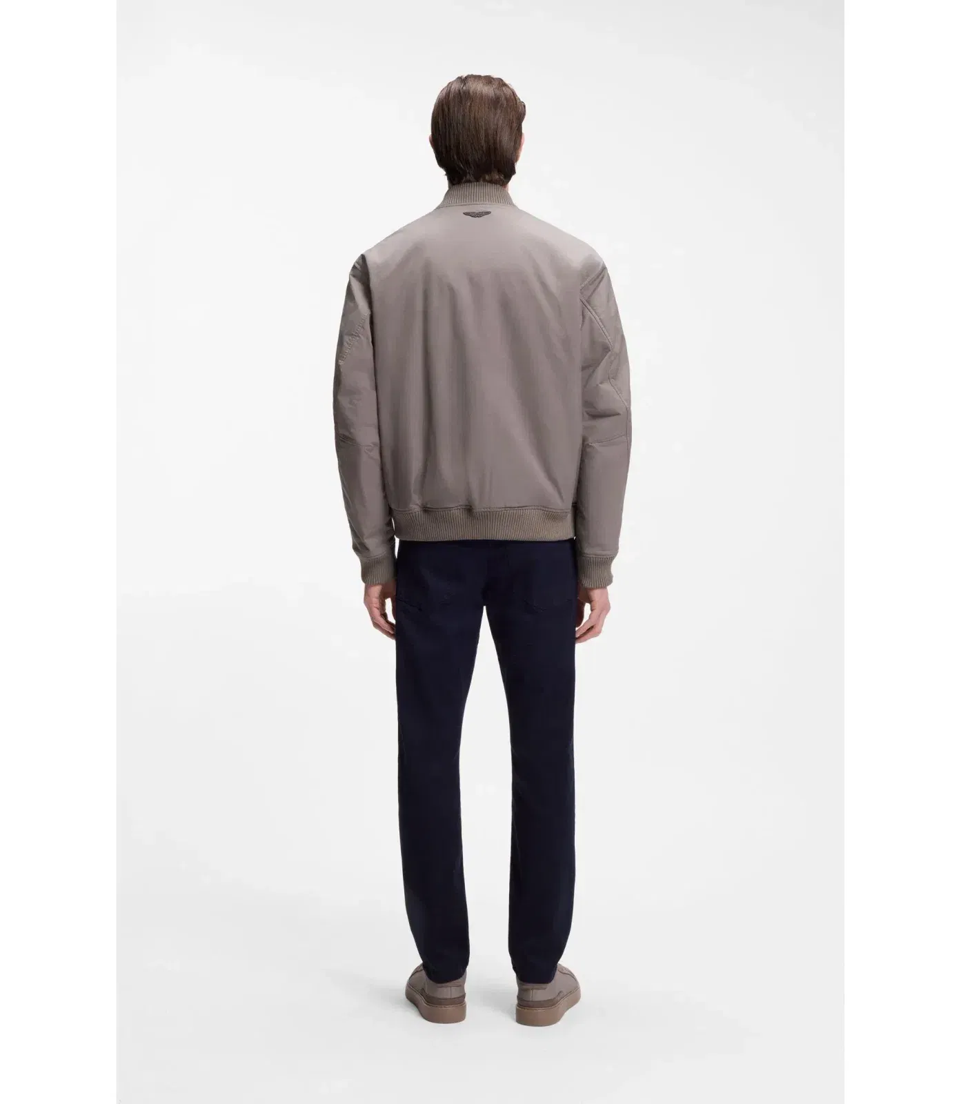 Boss X Aston Martin Bomber Jacket In Water Repellent Twill Light Grey