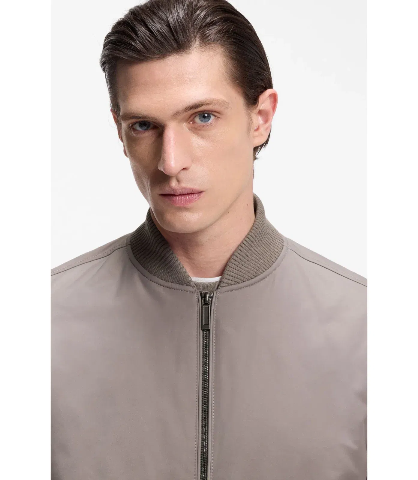Boss X Aston Martin Bomber Jacket In Water Repellent Twill Light Grey