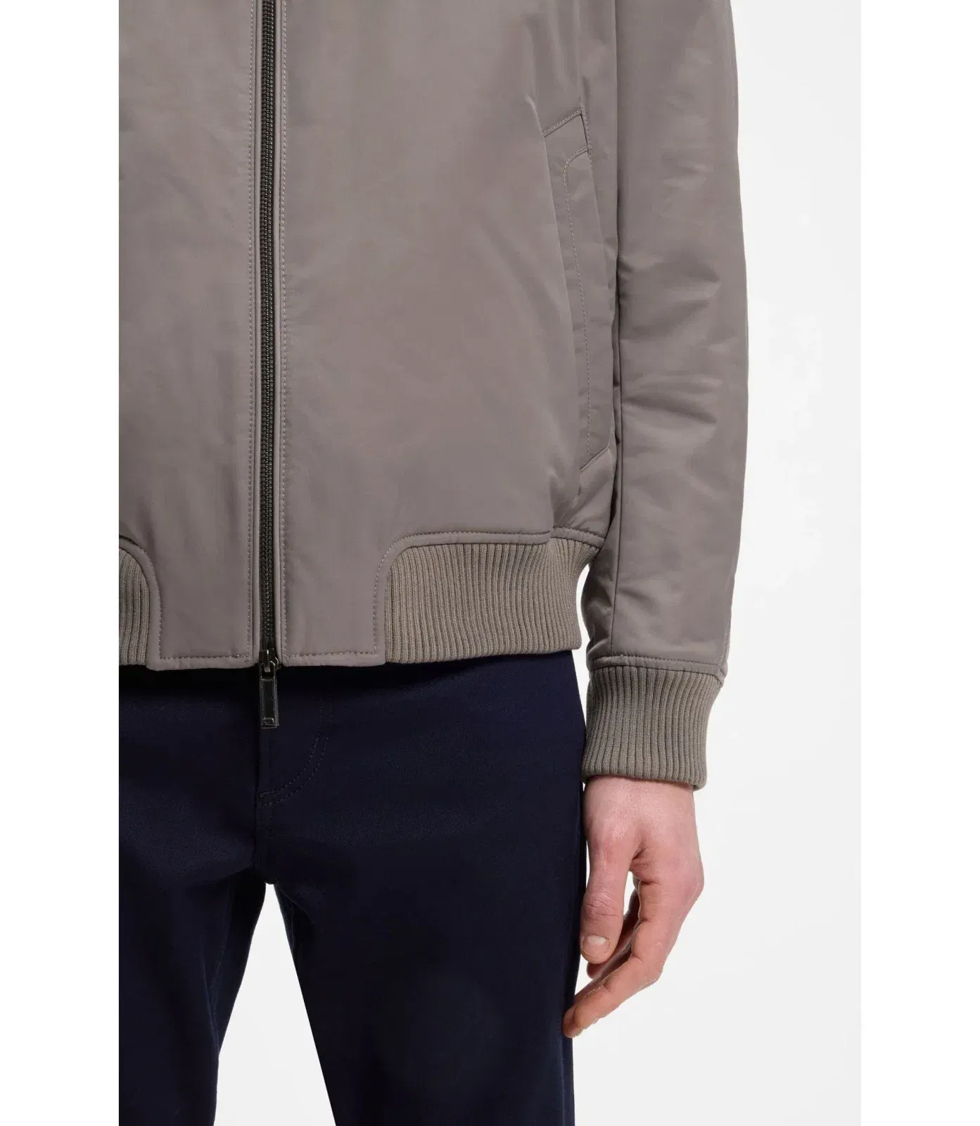 Boss X Aston Martin Bomber Jacket In Water Repellent Twill Light Grey