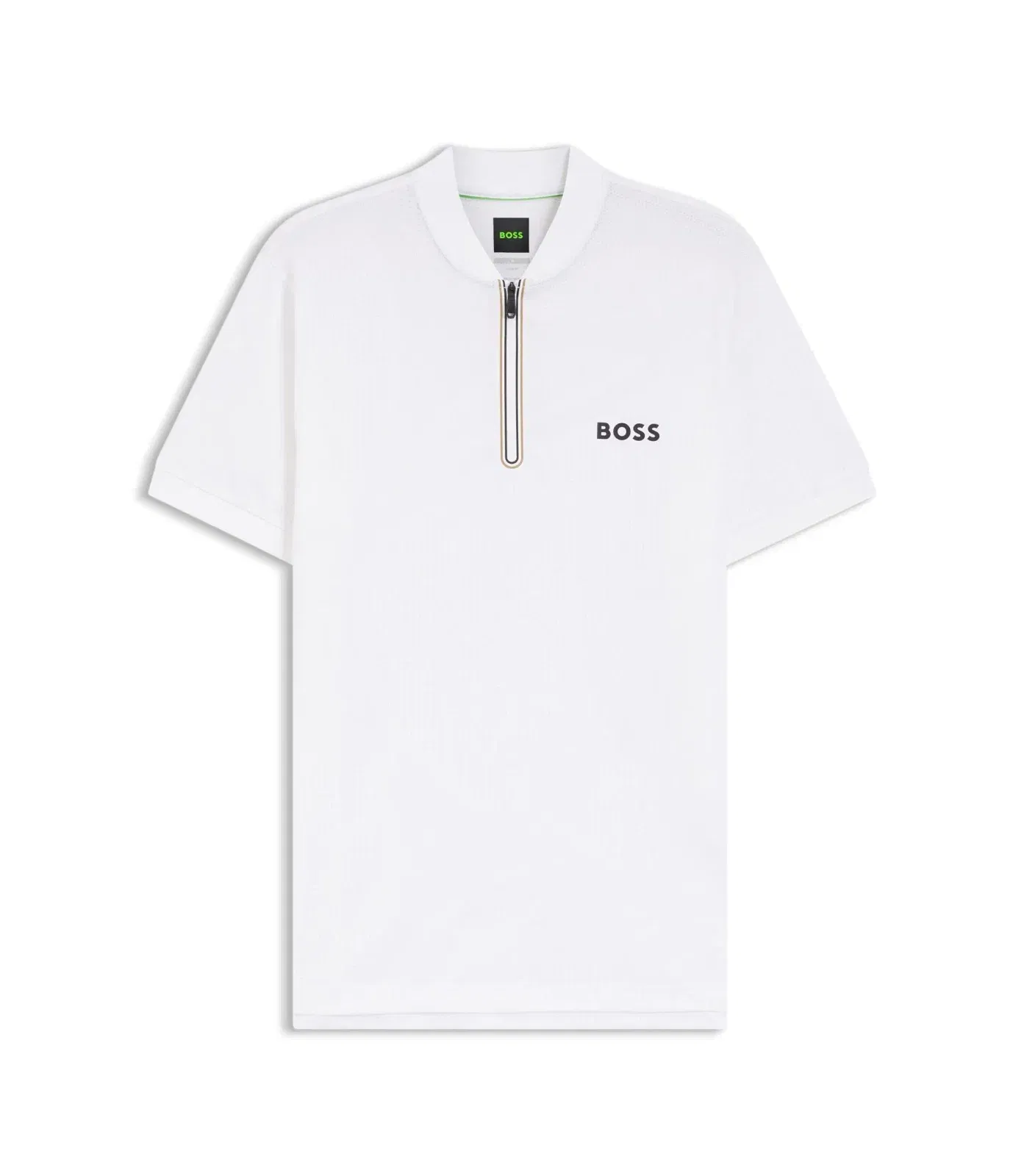 Boss Bodymapping Jersey Slim Fit Polo Shirt With Zip Neck White