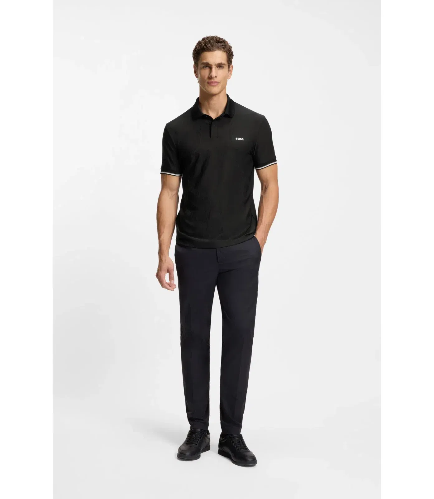 Boss Bodymap Detail Polo Shirt With Quick Dry Performance Black