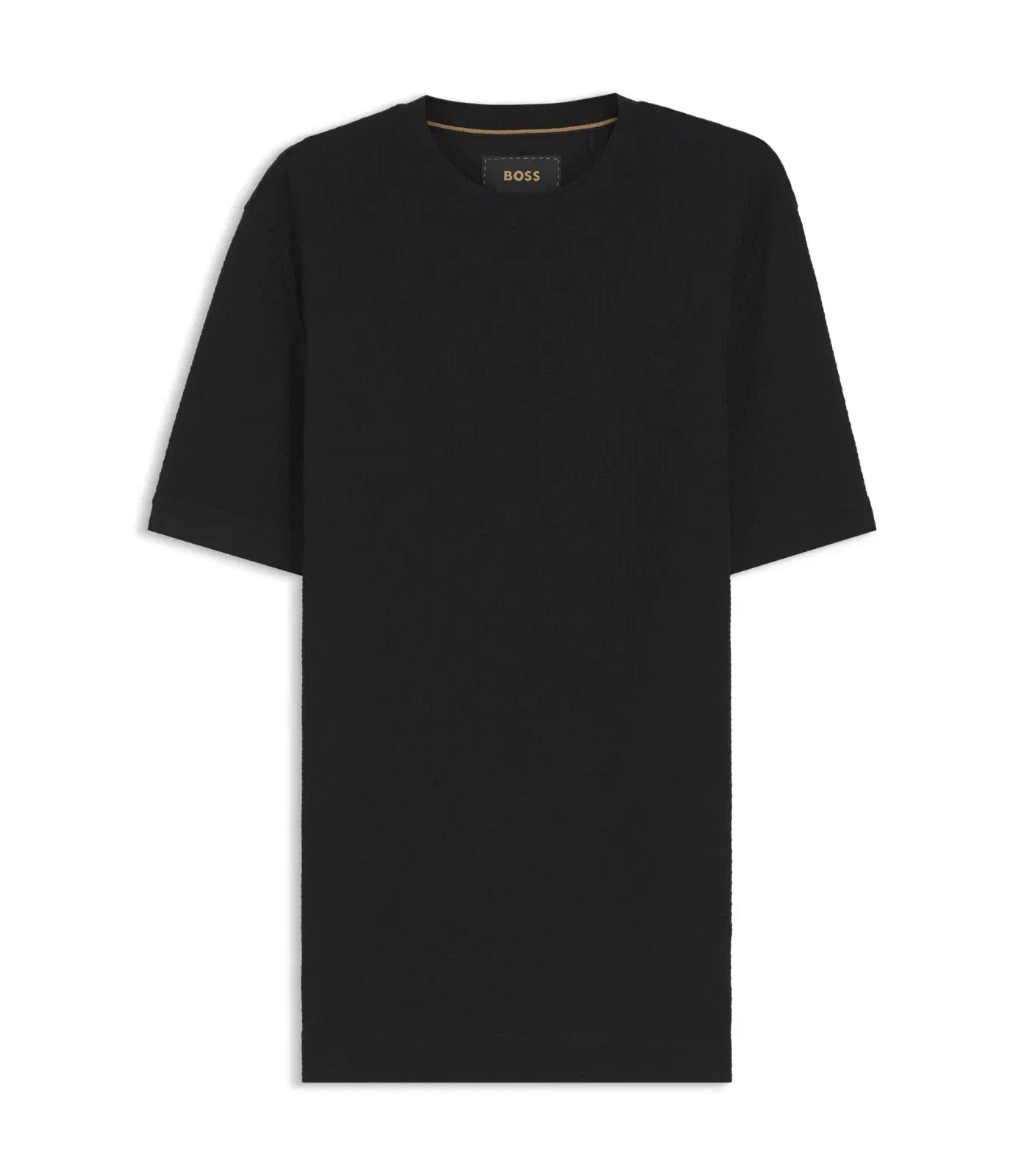 Boss Basket Weave T-Shirt In Mercerised Cotton Black