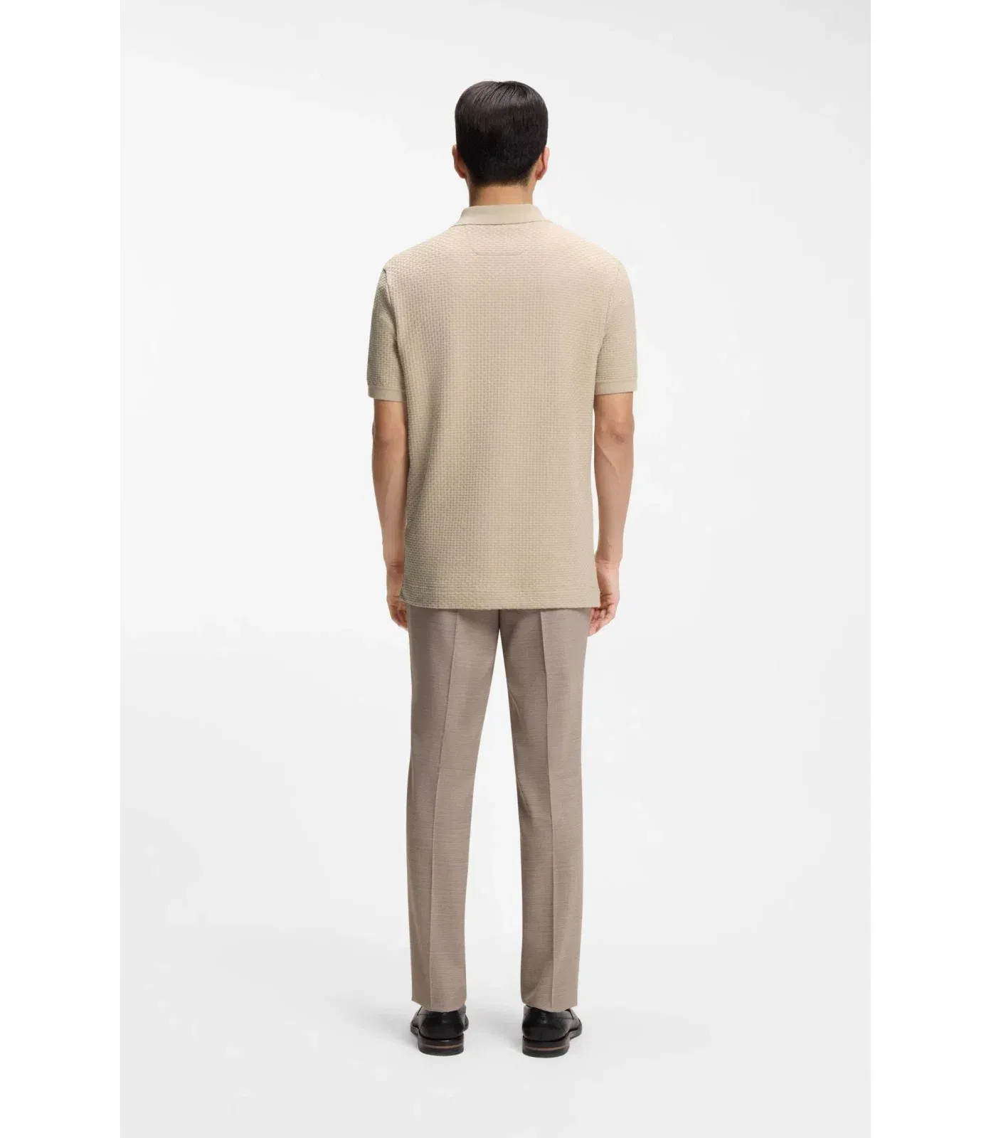 Boss Basket Weave Polo Shirt In Cotton Khaki