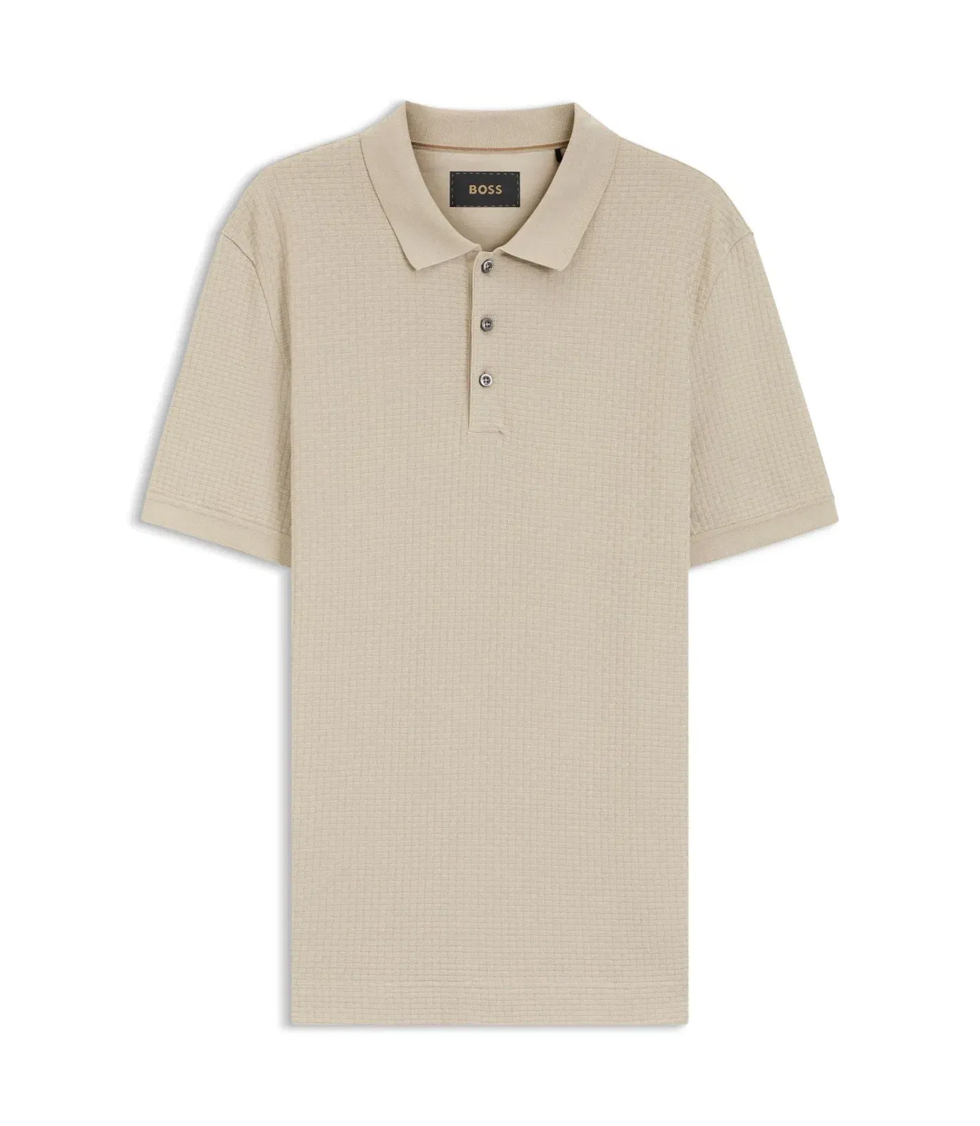 Boss Basket Weave Polo Shirt In Cotton Khaki
