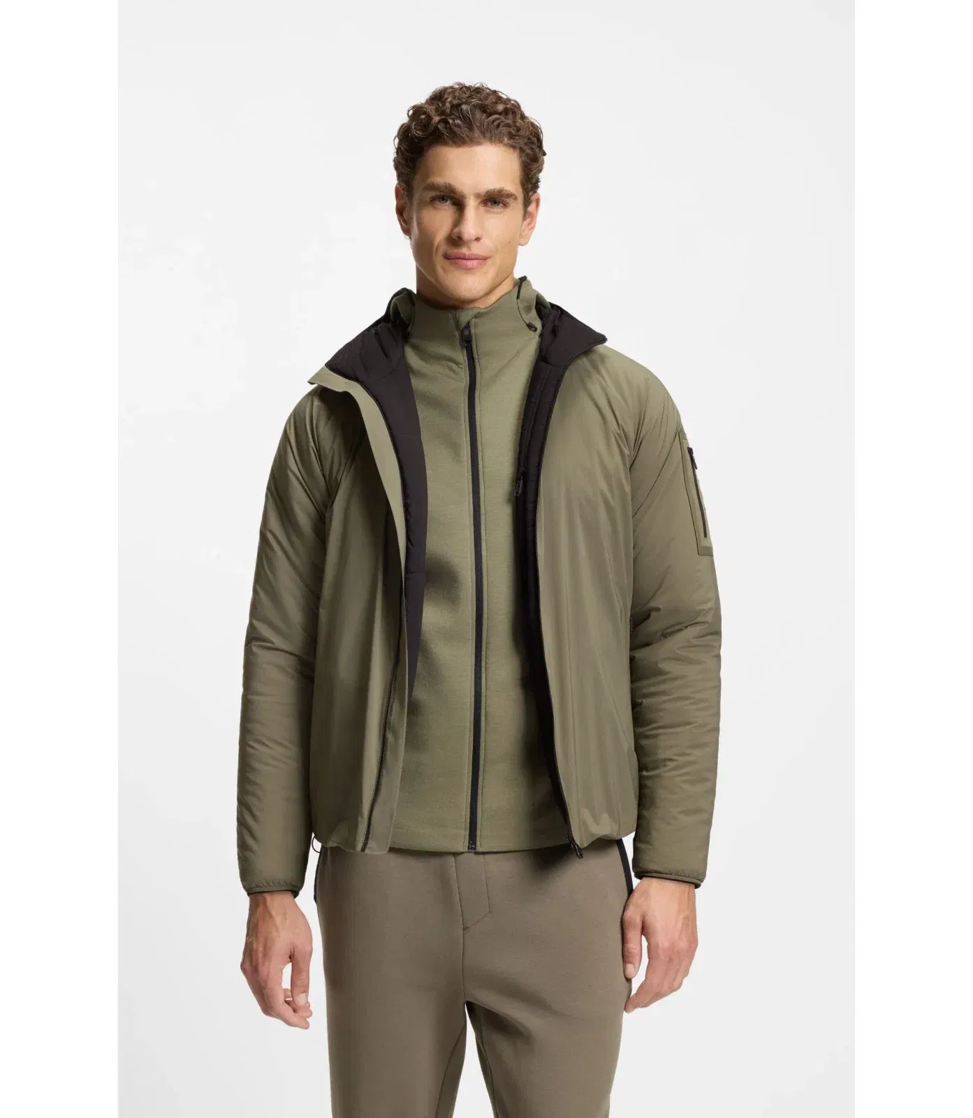 Boss Adjustable Hem Jacket With Water Repellent Finish Khaki