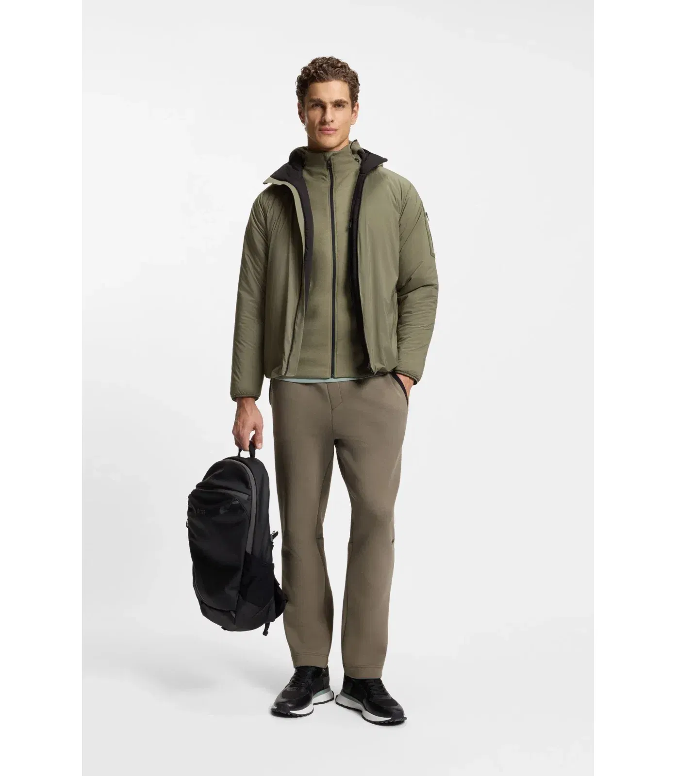 Boss Adjustable Hem Jacket With Water Repellent Finish Khaki