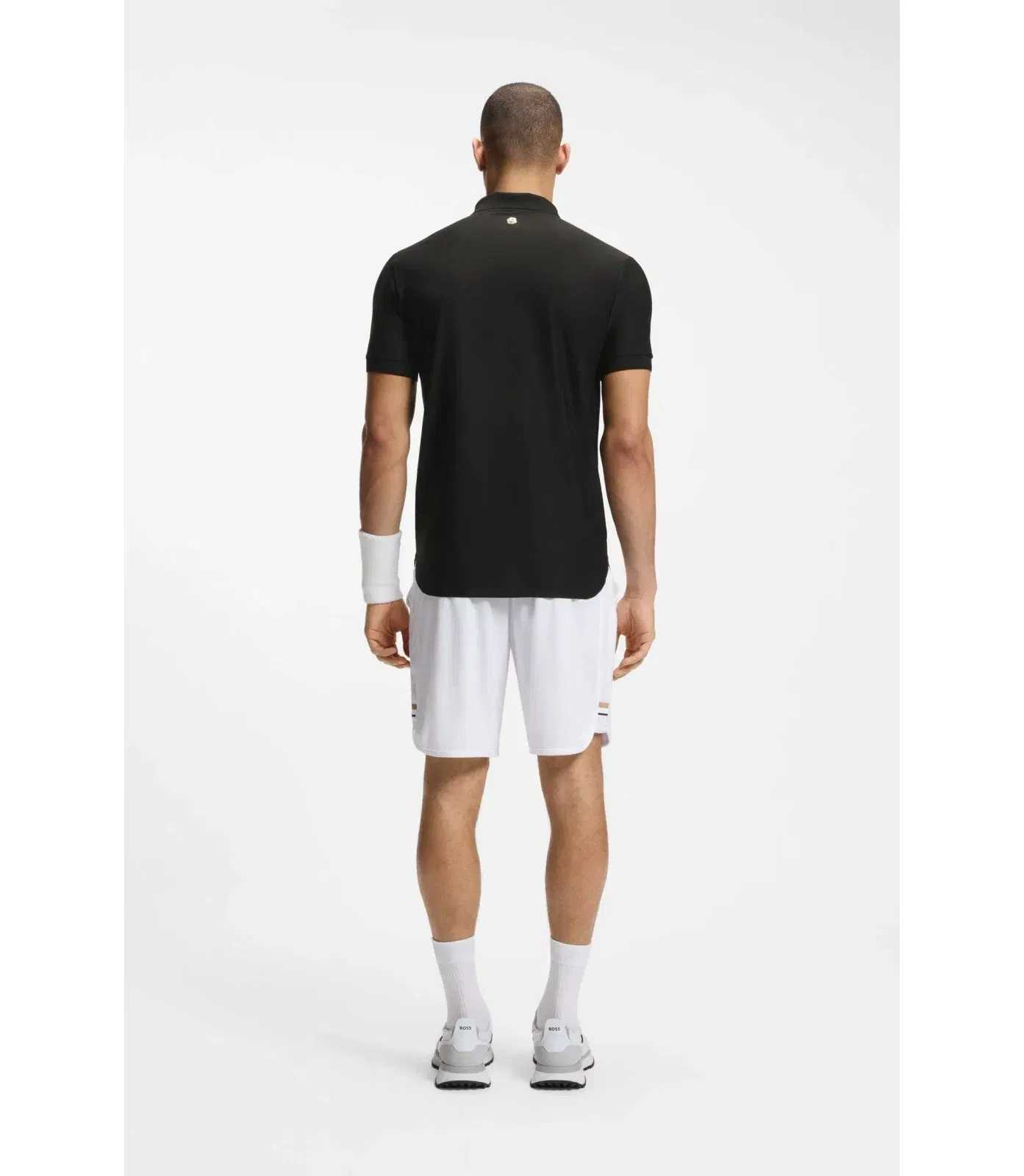 Boss Active Stripe Jersey Slim Fit Polo Shirt With Four Way Stretch Black