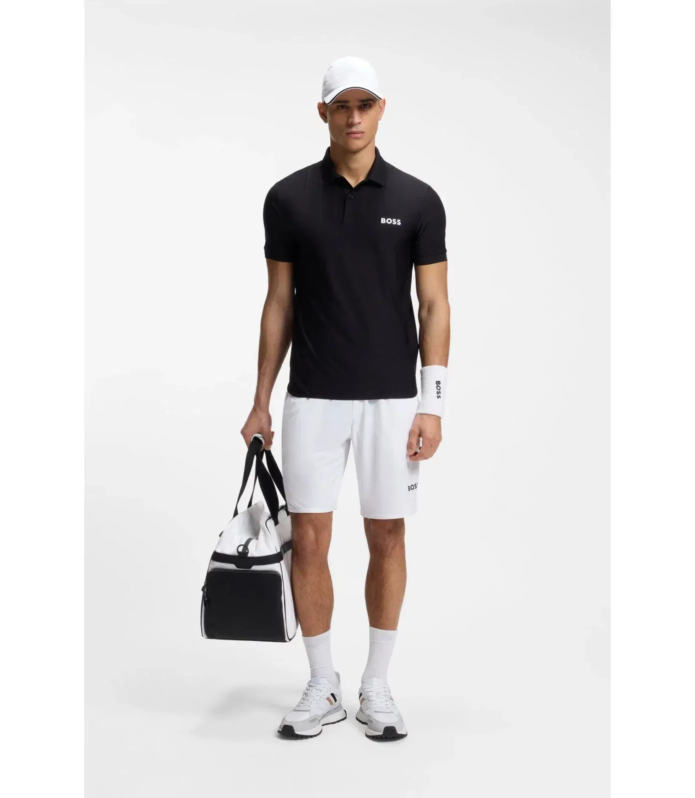 Boss Active Stretch Shorts In Quick Dry Fabric White