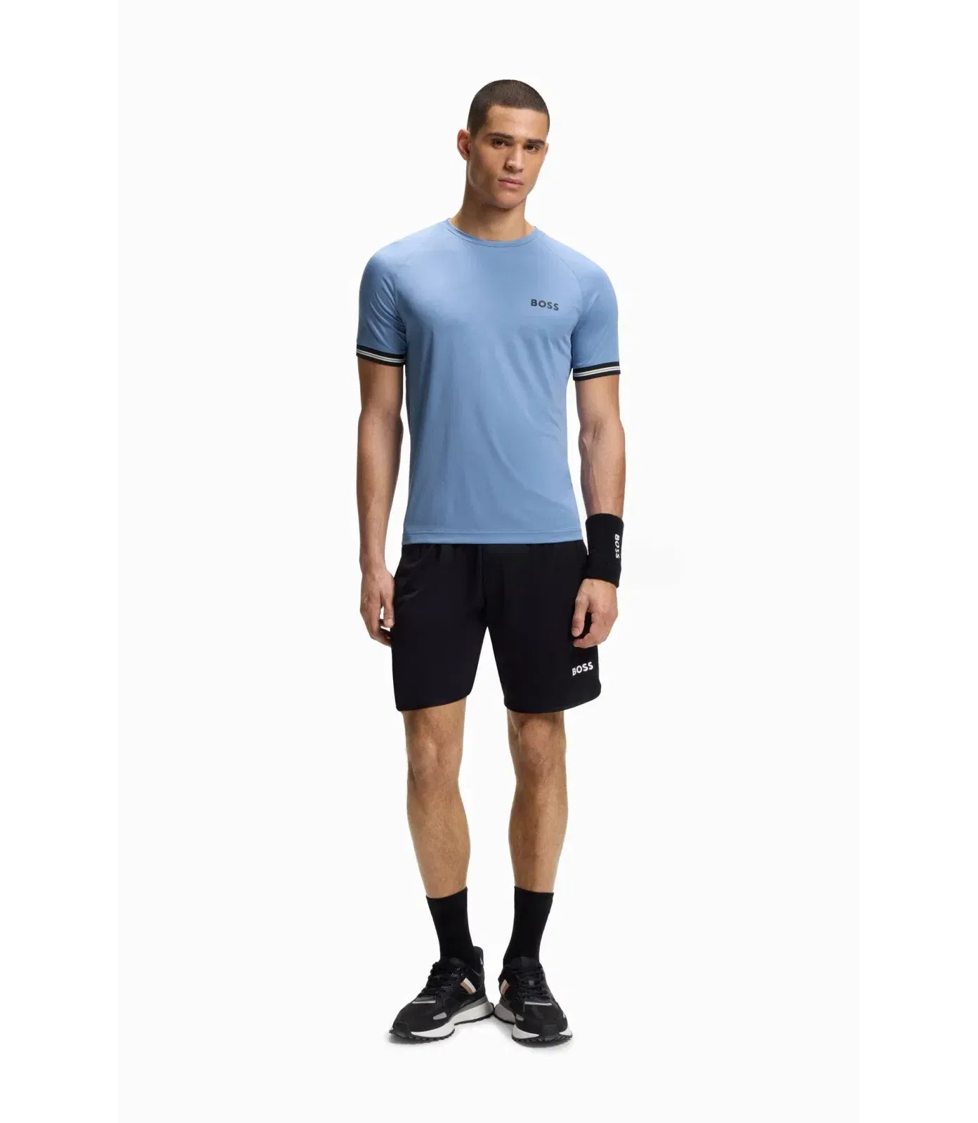 Boss Active Slim Fit T-Shirt With Tennis Ball Embossing Light Blue