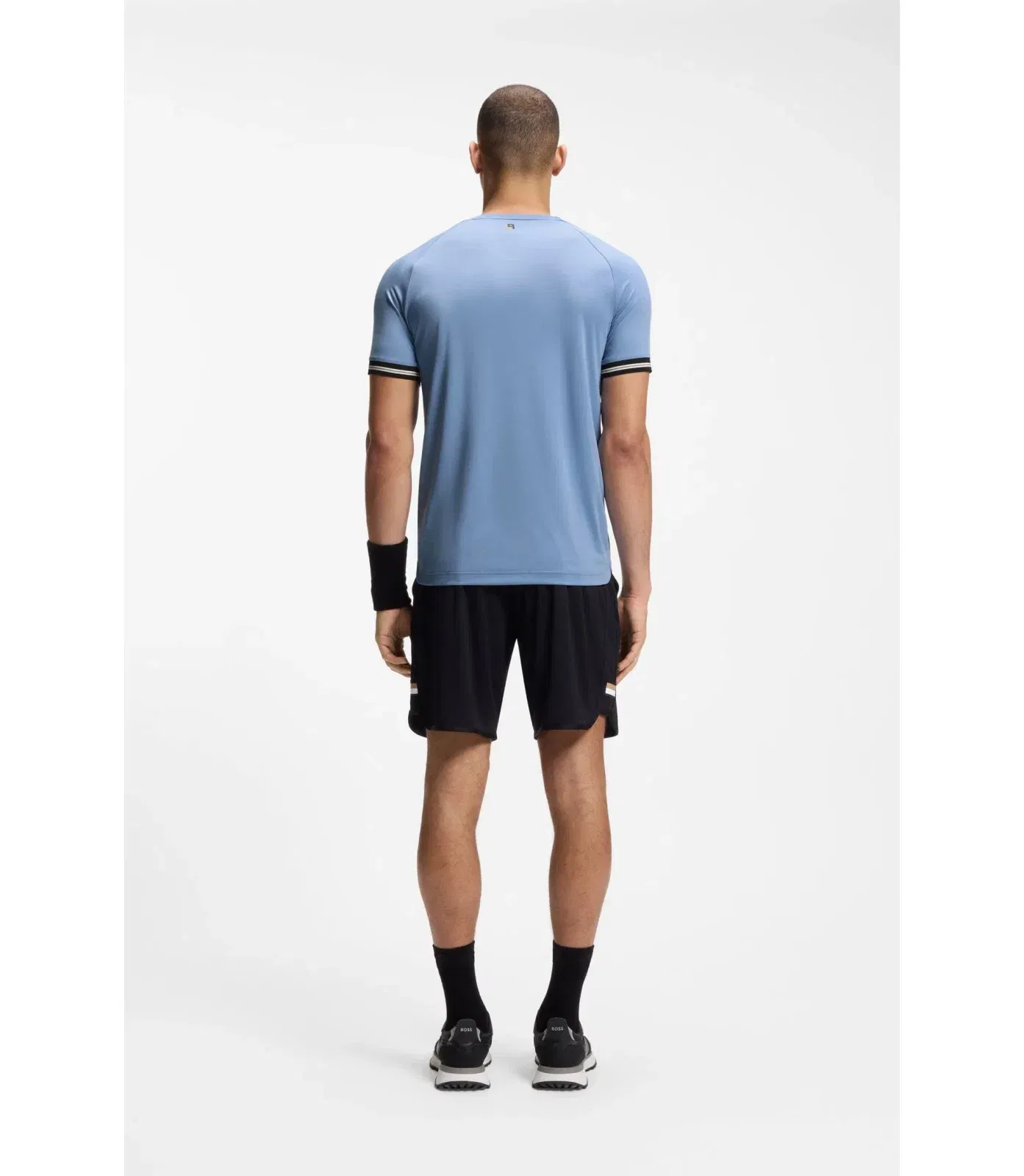 Boss Active Slim Fit T-Shirt With Tennis Ball Embossing Light Blue