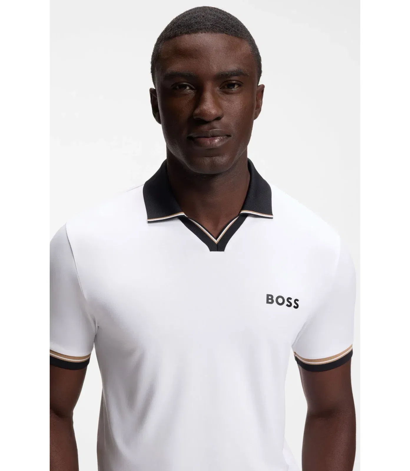 Boss Active Slim Fit Polo Shirt With Signature Stripe Details White