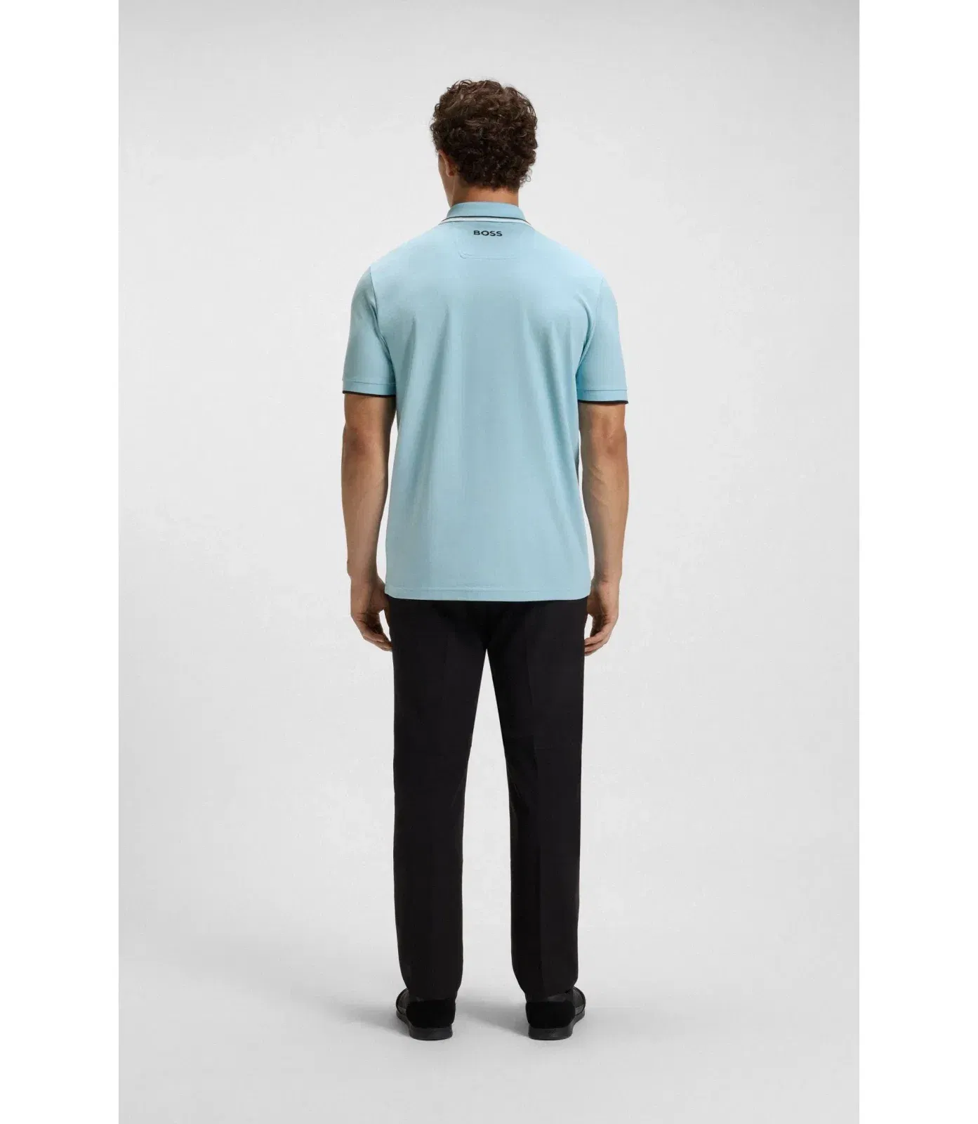 Boss Active Paddy Regular Fit Polo Shirt In Quick Dry Stretch Pique Light Blue