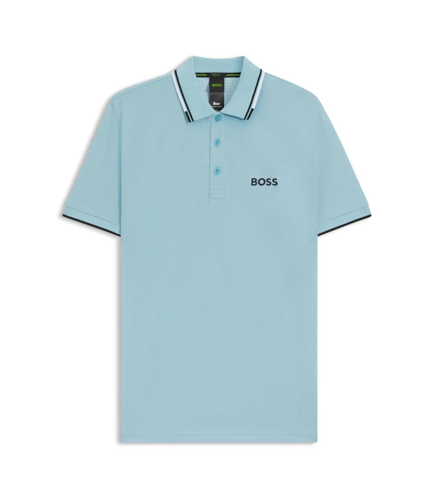 Boss Active Paddy Regular Fit Polo Shirt In Quick Dry Stretch Pique Light Blue