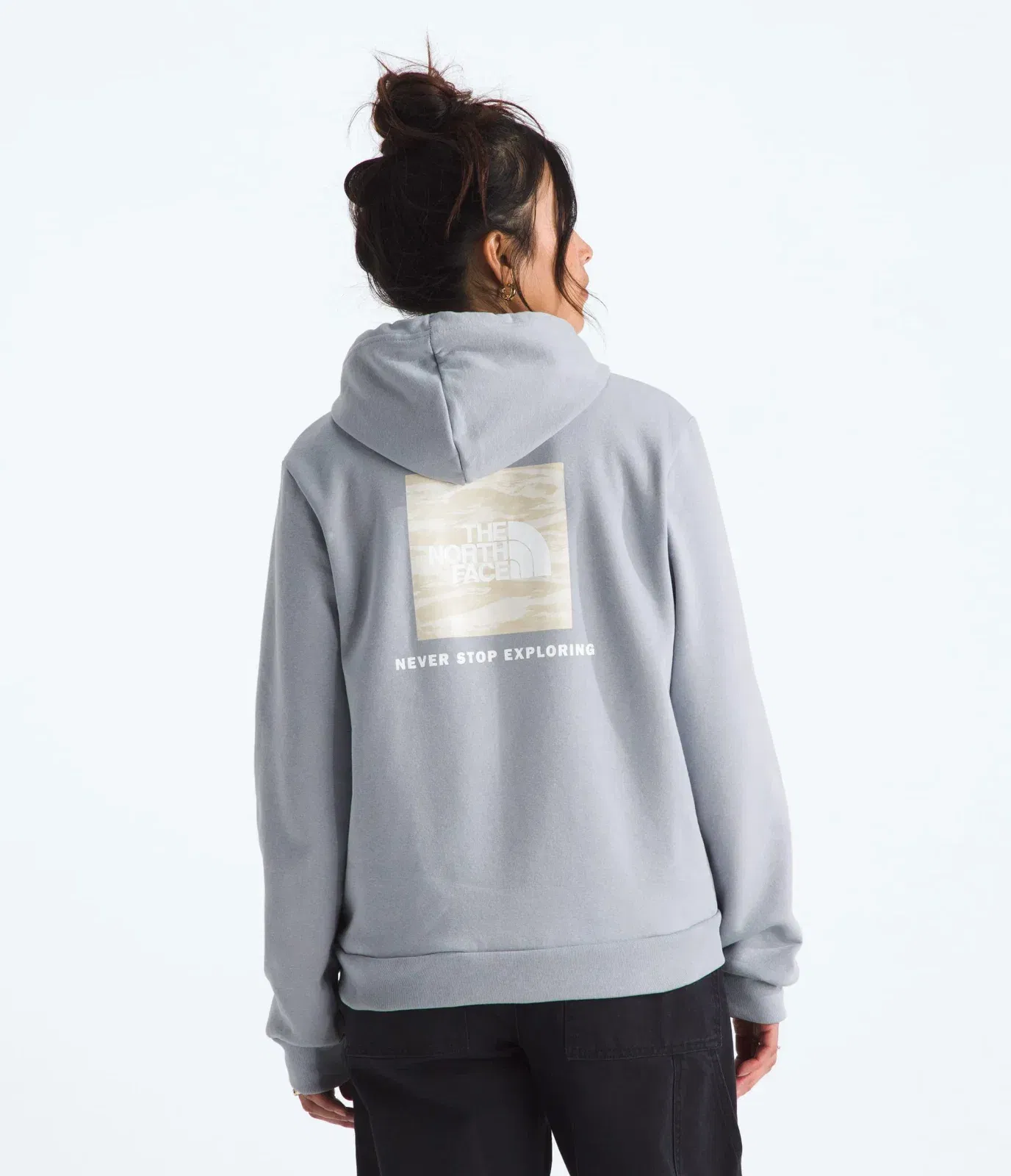 The North Face Women’s Evolution Box NSE Fill Light Hoodie—Graphic Blue Flax
