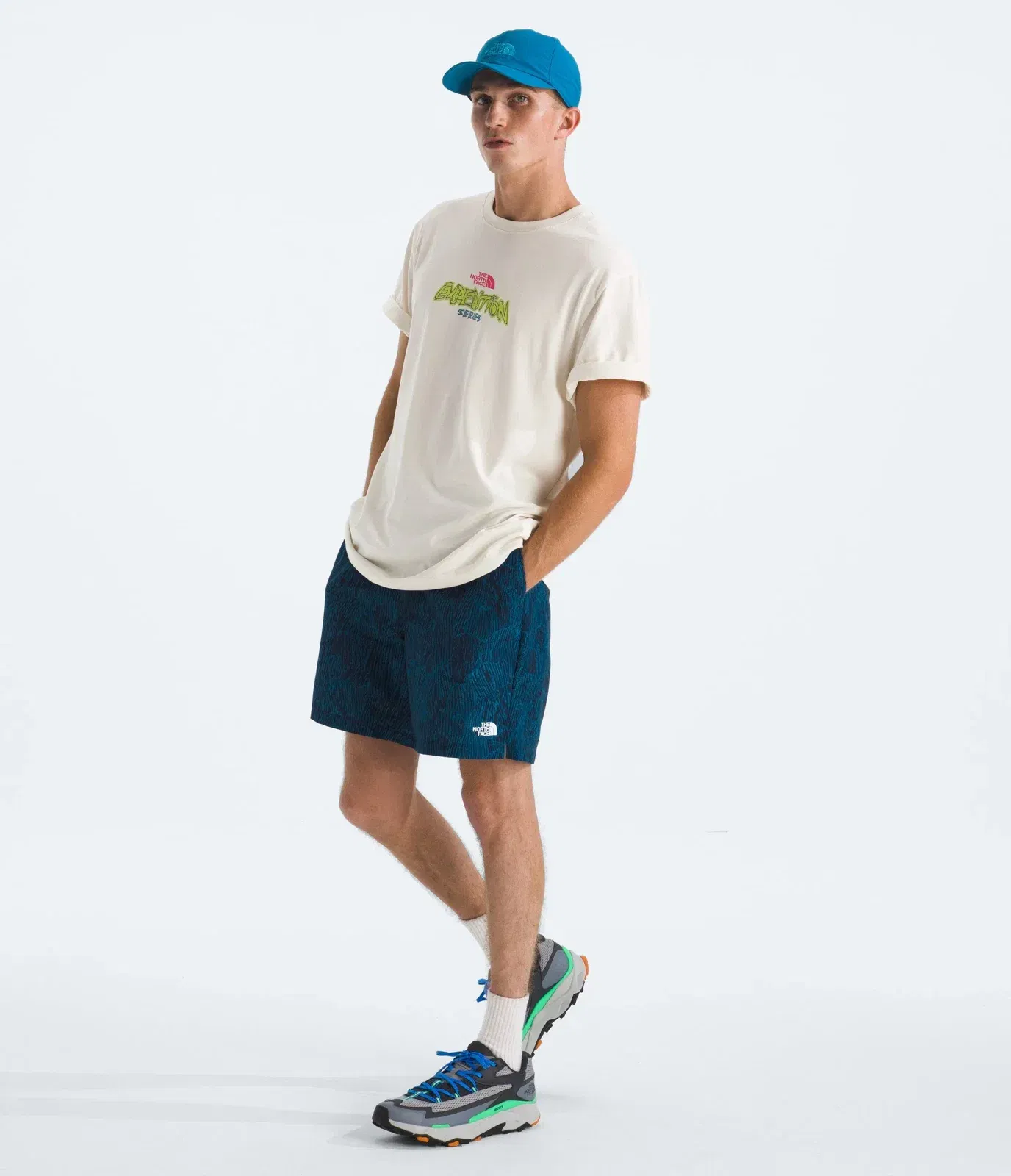 The North Face Men’s TNF™ Essential Expedition Series Short-Sleeve Tee—Graphic White Dune