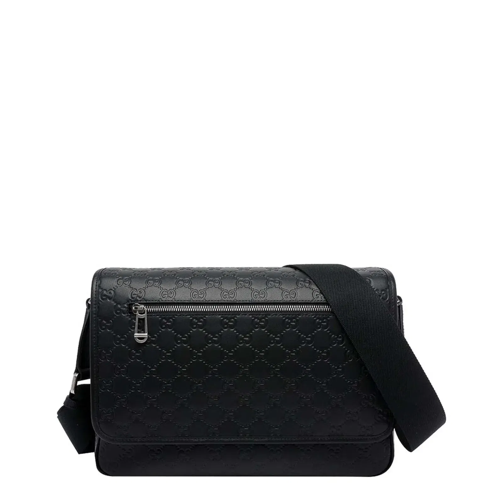 GG Emblem Medium Smooth Leather Crossbody - Black