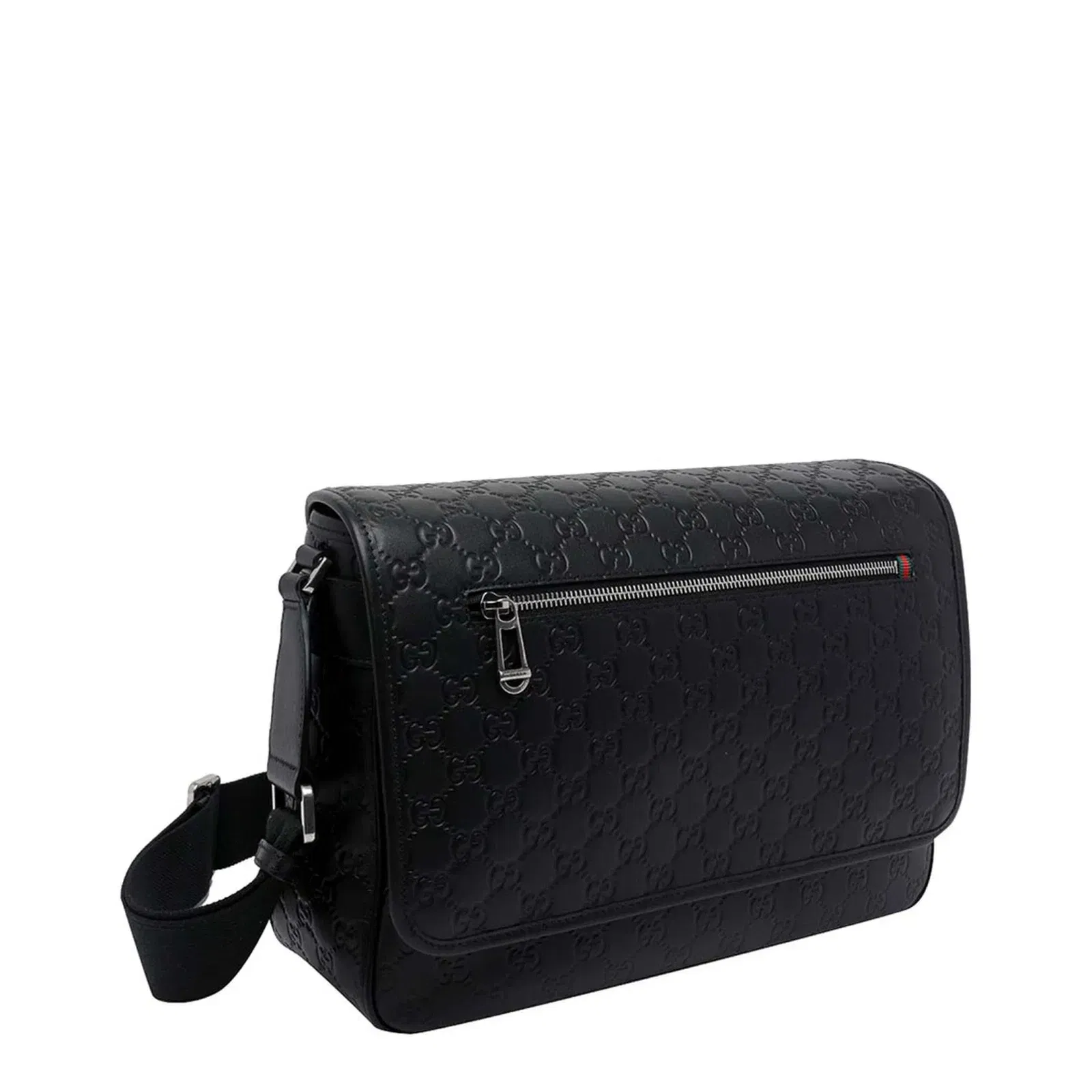 GG Emblem Medium Smooth Leather Crossbody - Black