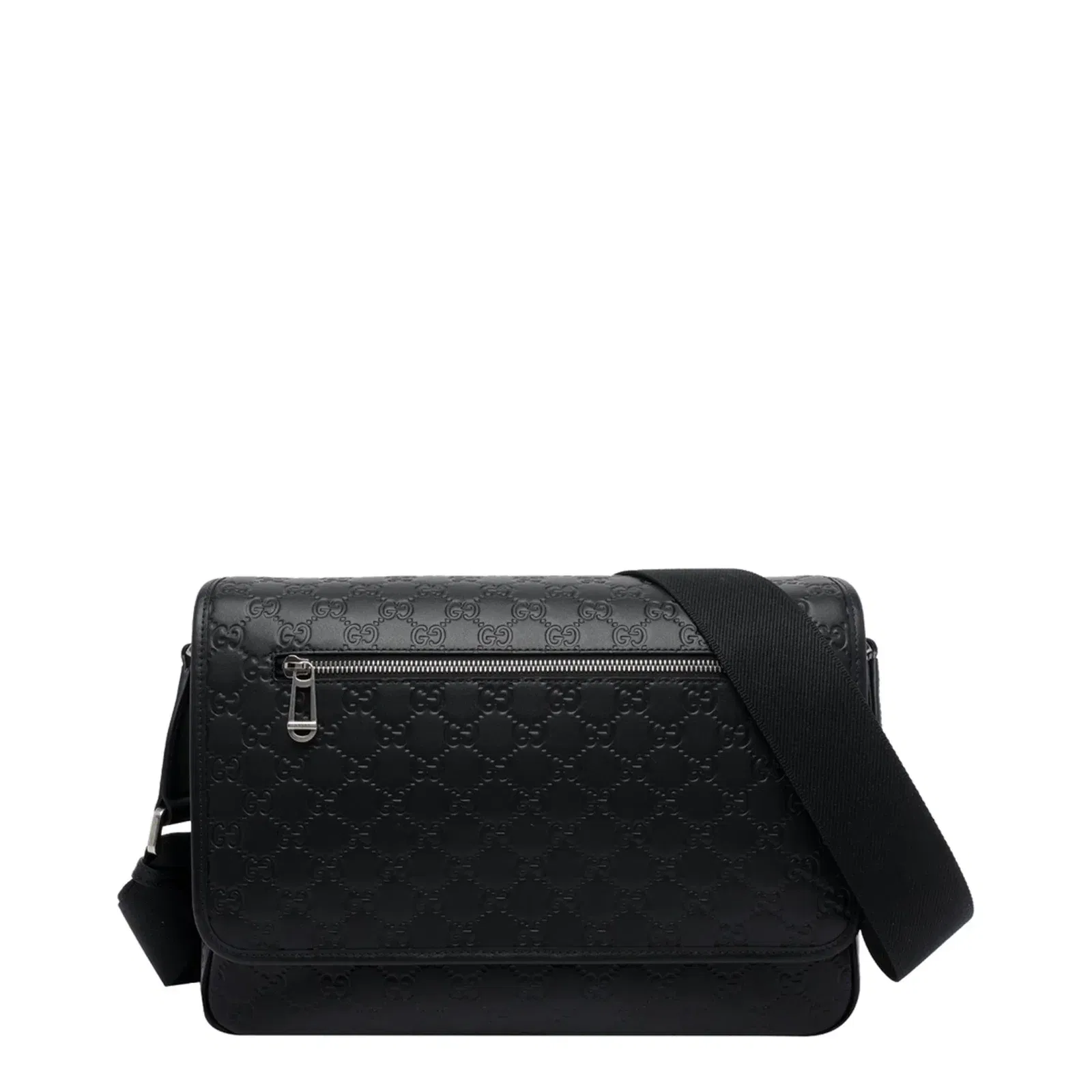GG Emblem Medium Smooth Leather Crossbody - Black