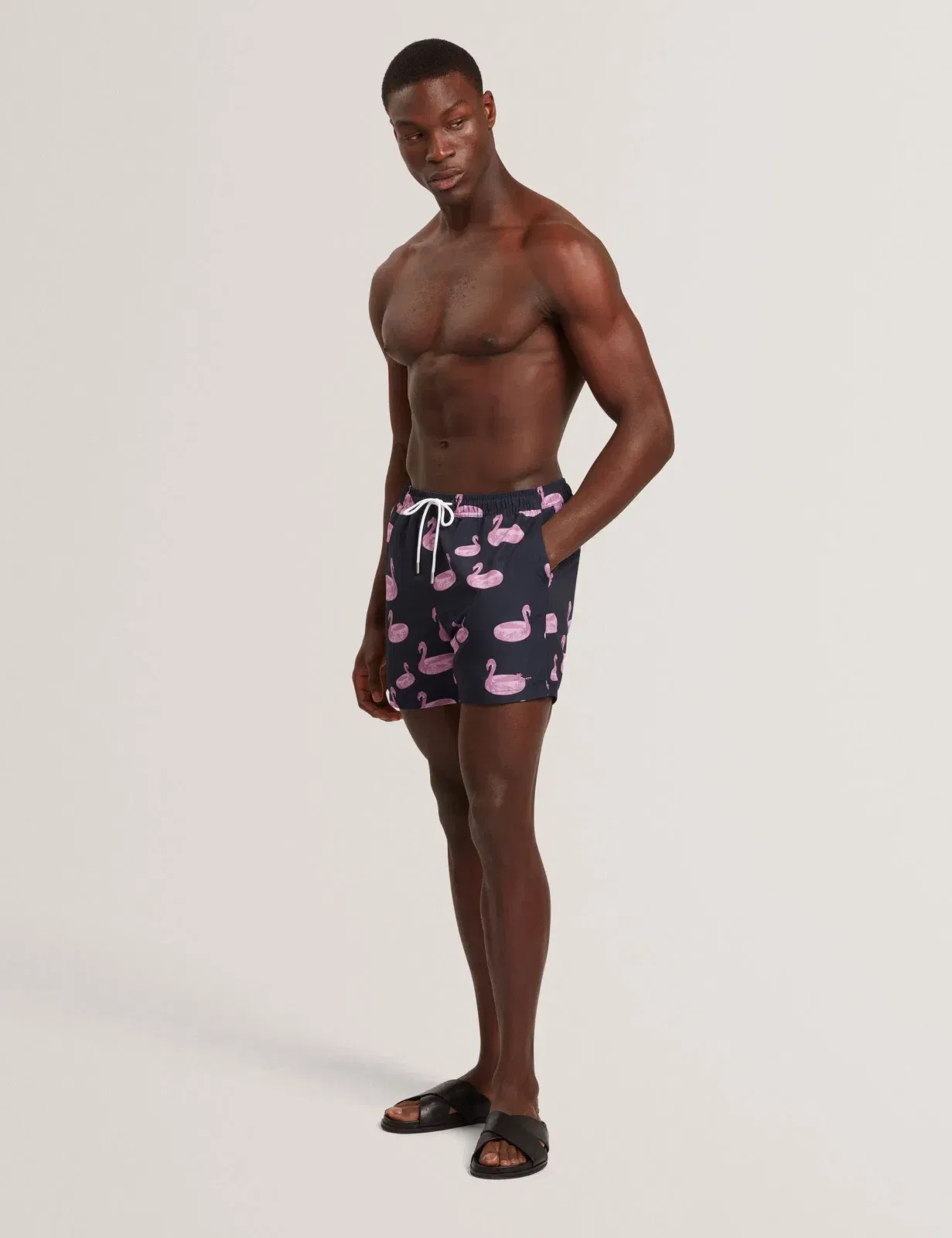 Ted Baker Pomonna Flamingo Print Drawstring Swim Shorts