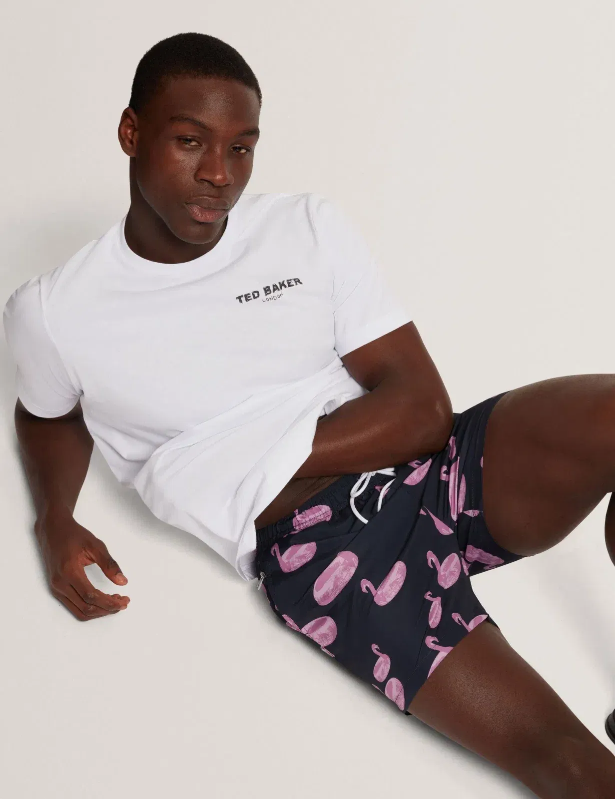 Ted Baker Pomonna Flamingo Print Drawstring Swim Shorts