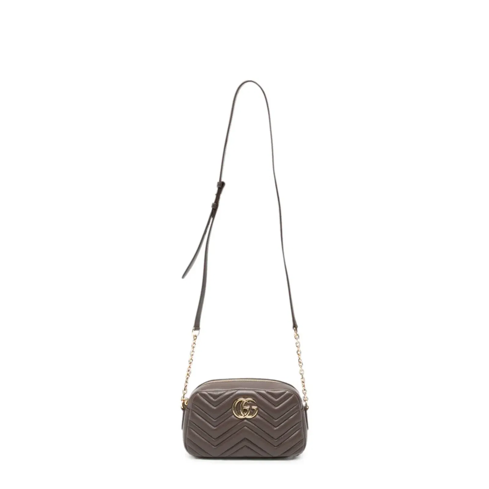 GG Marmont Small Matelassé Chevron Nappa Leather Crossbody Bag - Dark Taupe