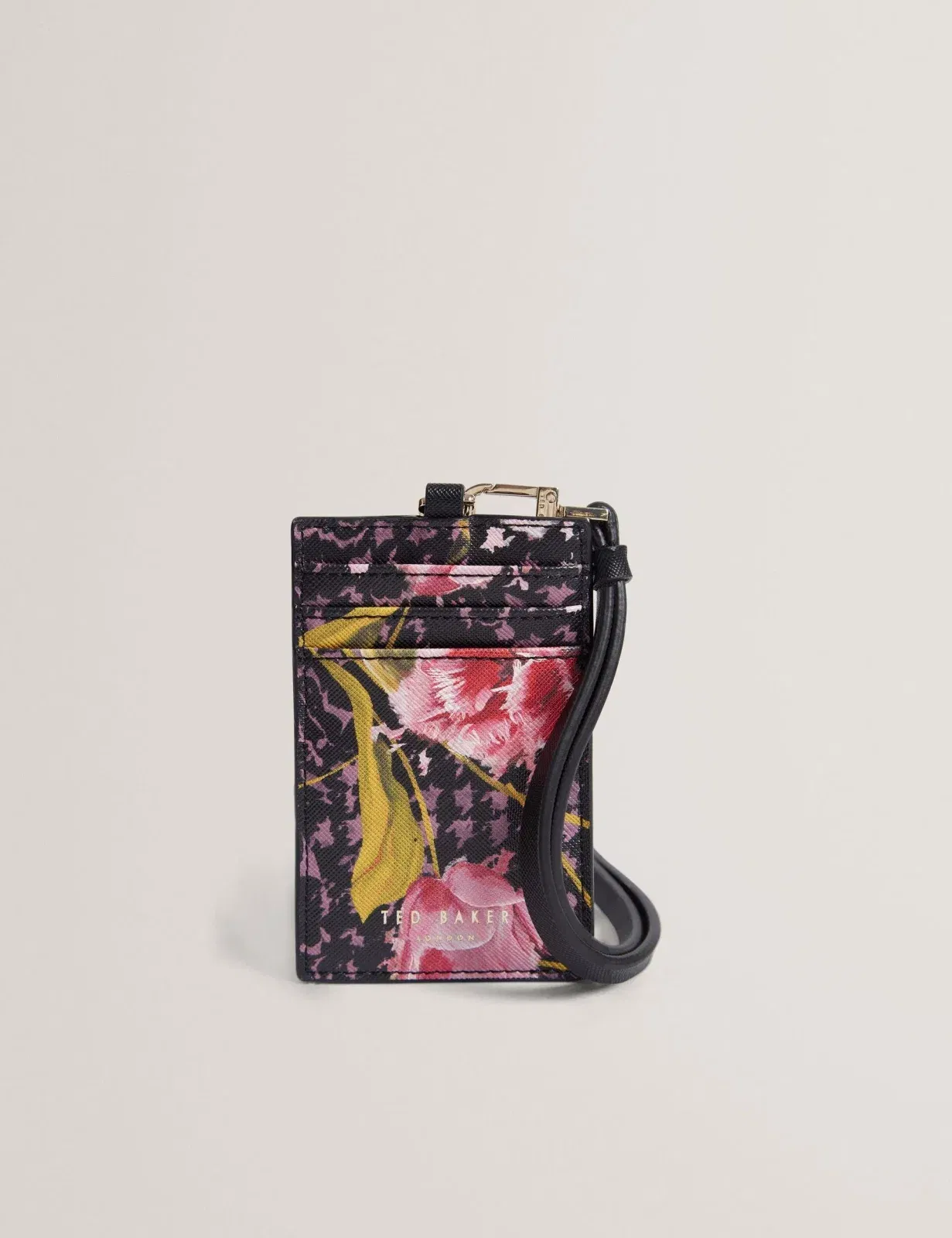 Ted Baker Tuly Floral Check Print Card Holder Lanyard Women's