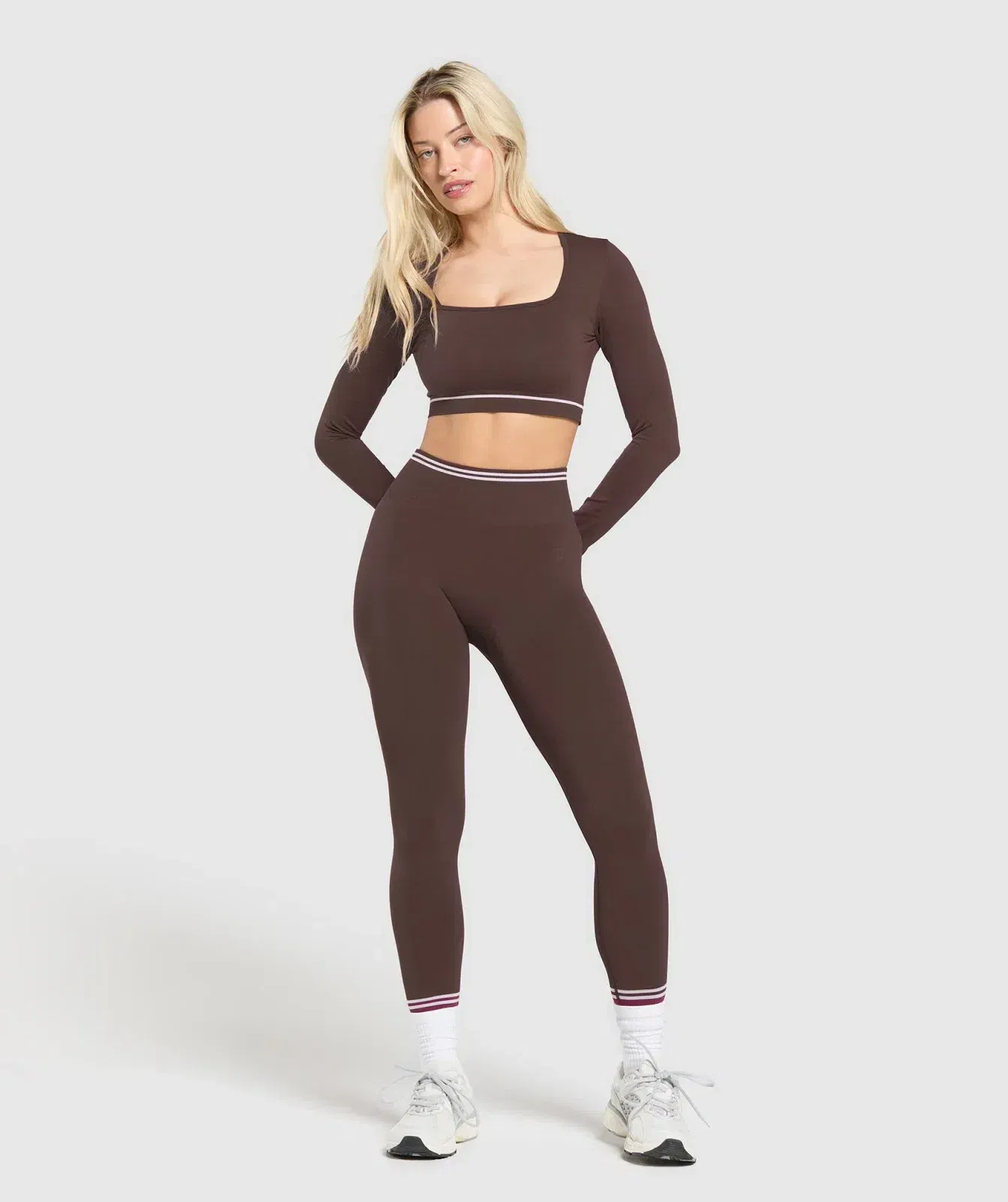 Women's Gymshark Contrast Seamless Crop Top Heritage Brown