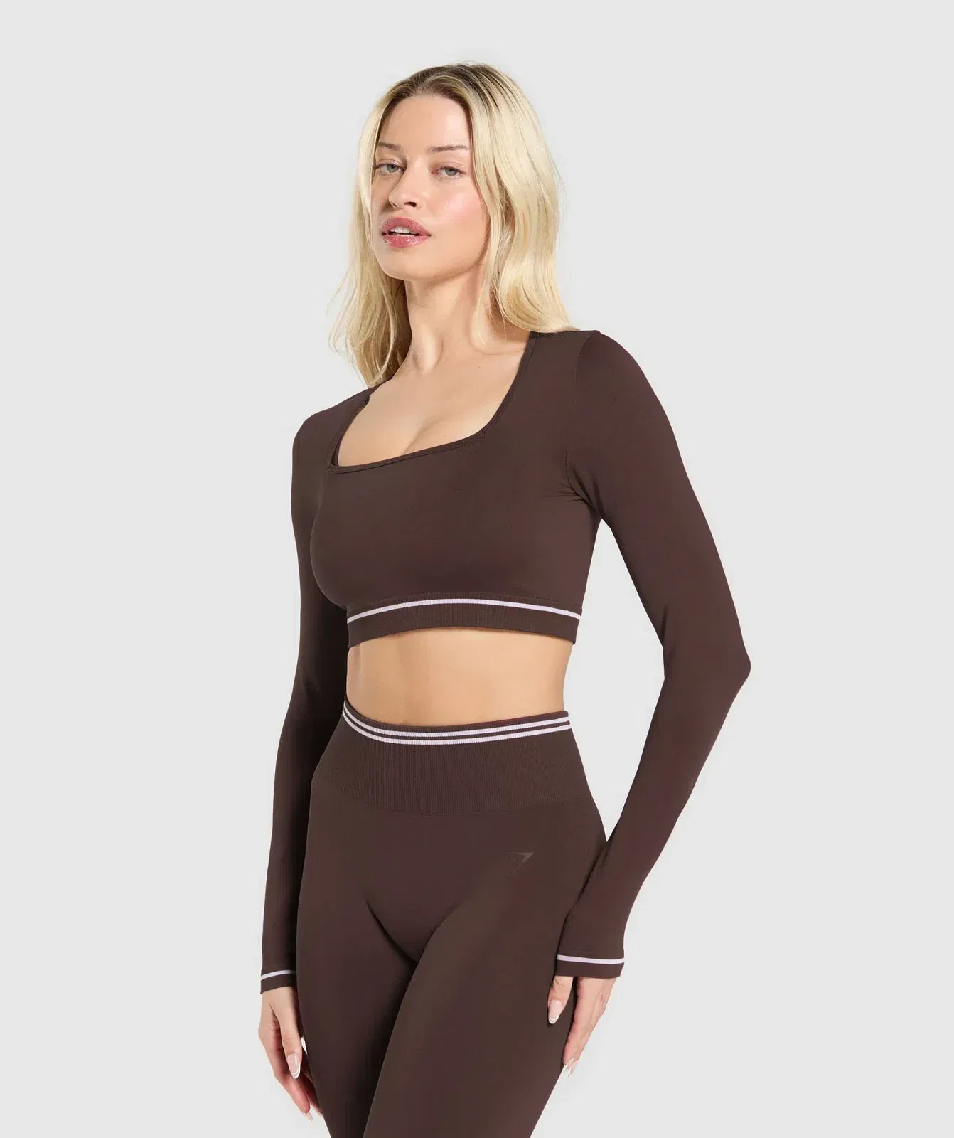 Women's Gymshark Contrast Seamless Crop Top Heritage Brown