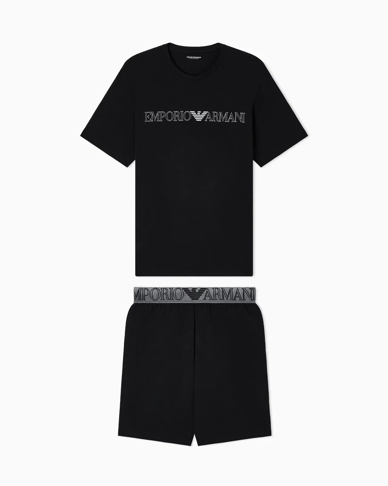 Emporio Armani Megalogo organic-jersey pyjamas with Bermuda shorts