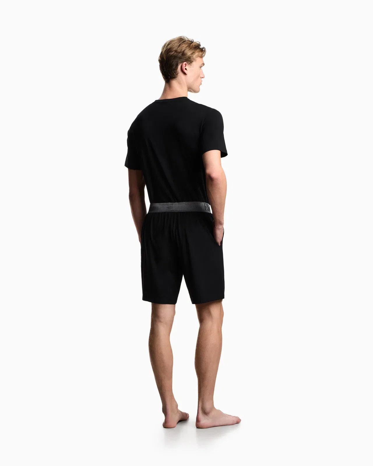 Emporio Armani Megalogo organic-jersey pyjamas with Bermuda shorts