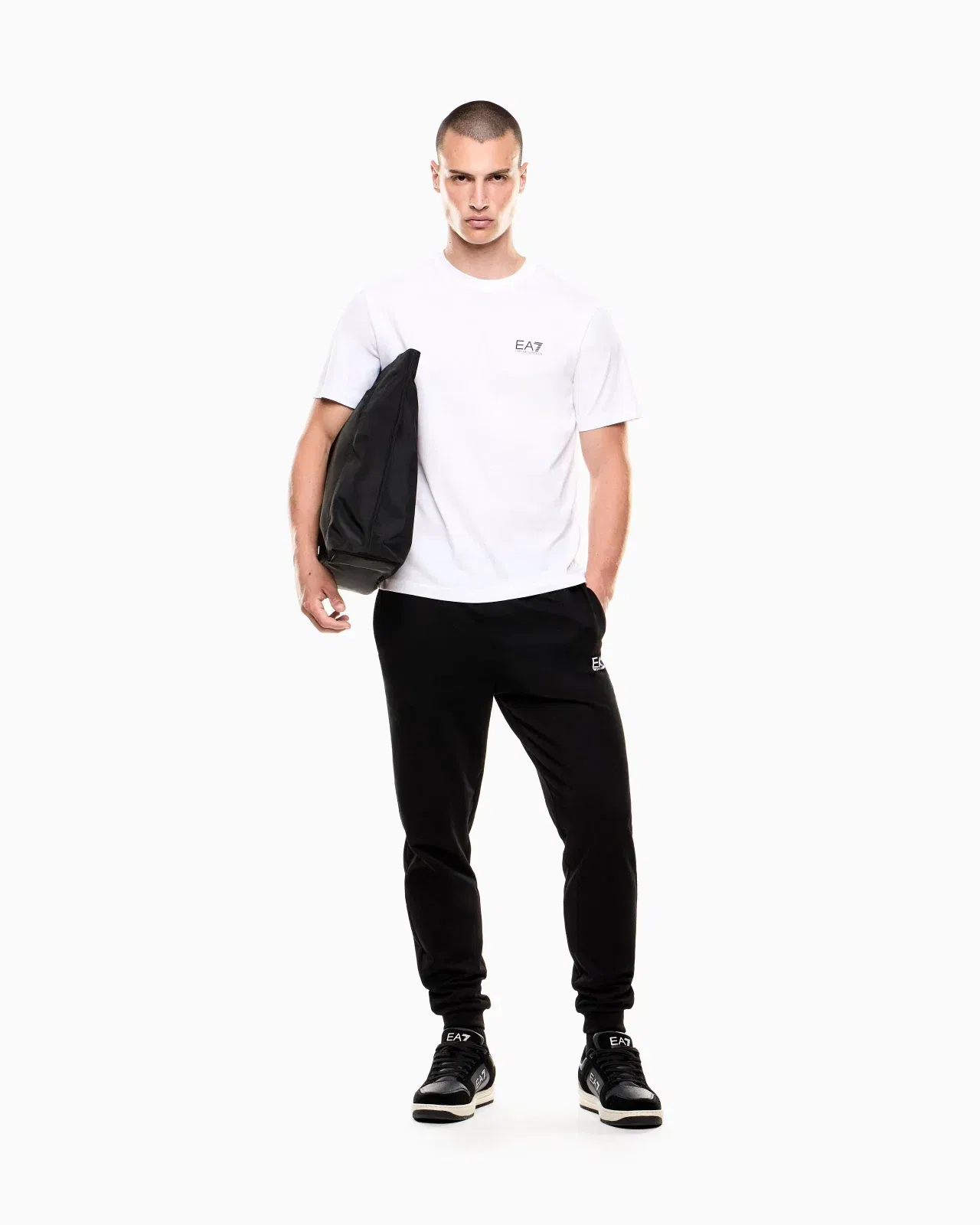 EA7 Logo t-shirt in cotton jersey with back print Logo Series