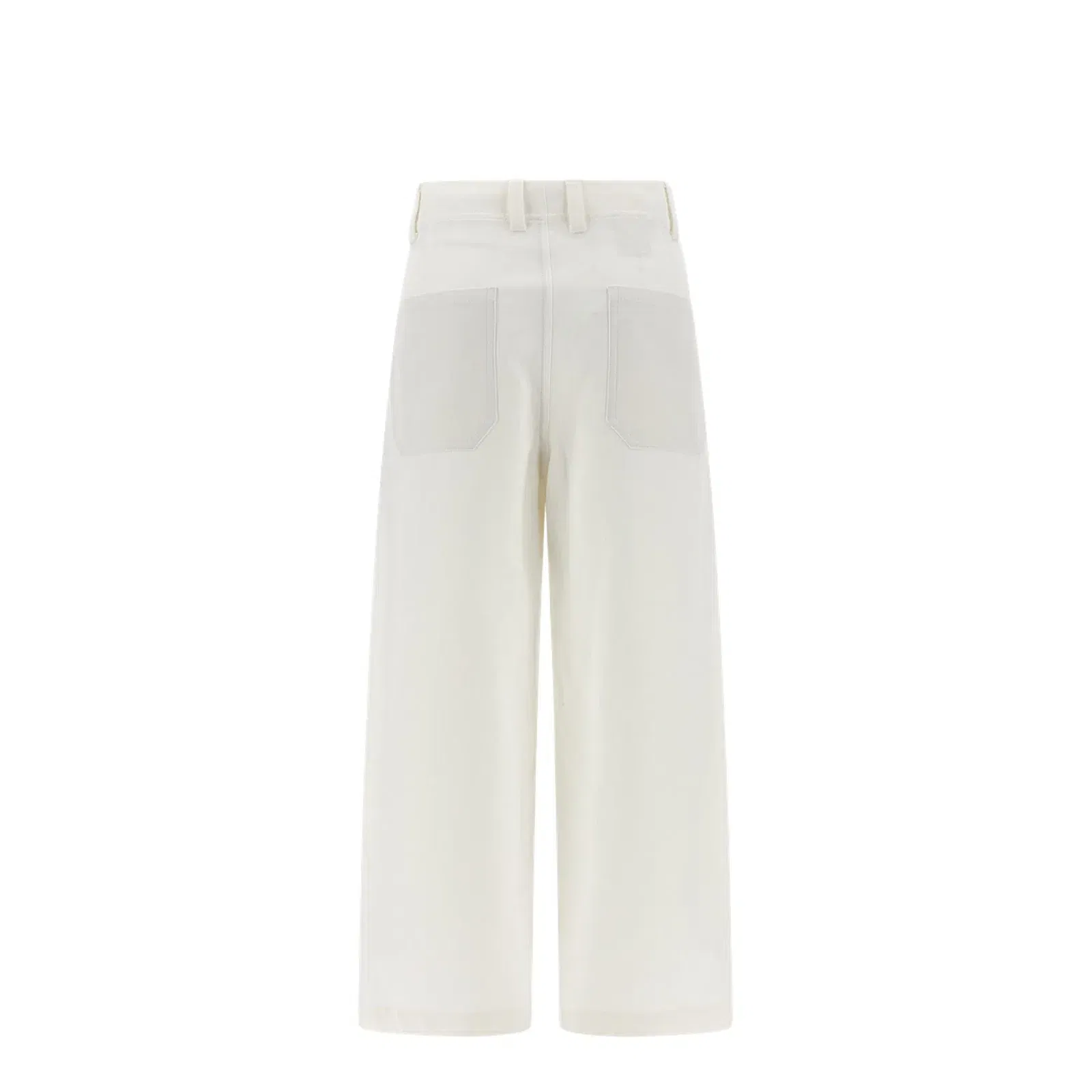 Crop Chino Trousers in Cotton and Linen Gabardine