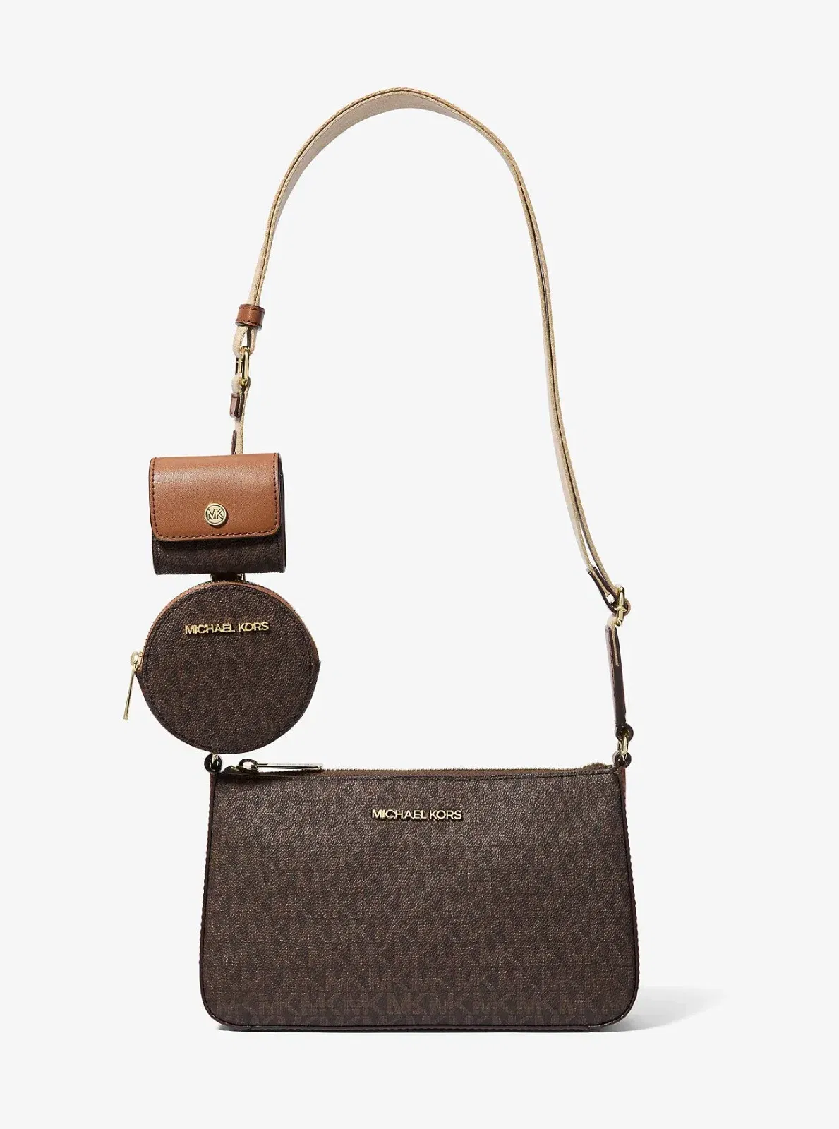 Michael Kors Jet Set Logo Crossbody Bag with Case for Apple Airpods Pro® Brown