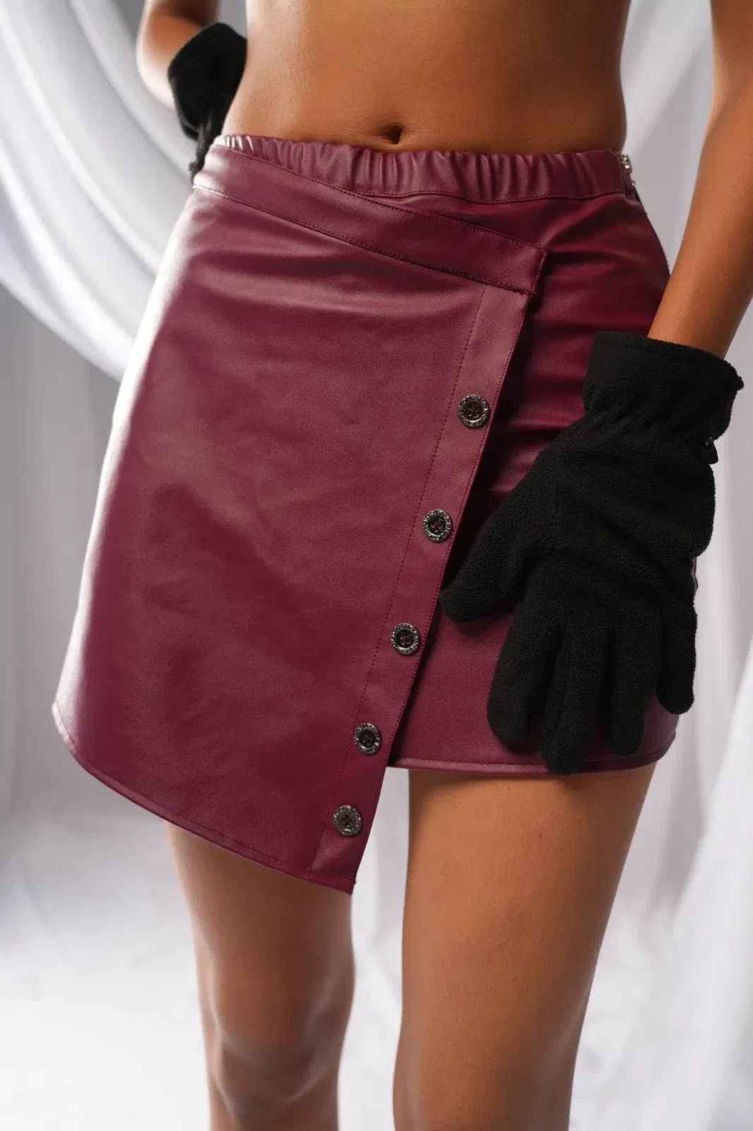 Revival Burgundy Leather Skirt