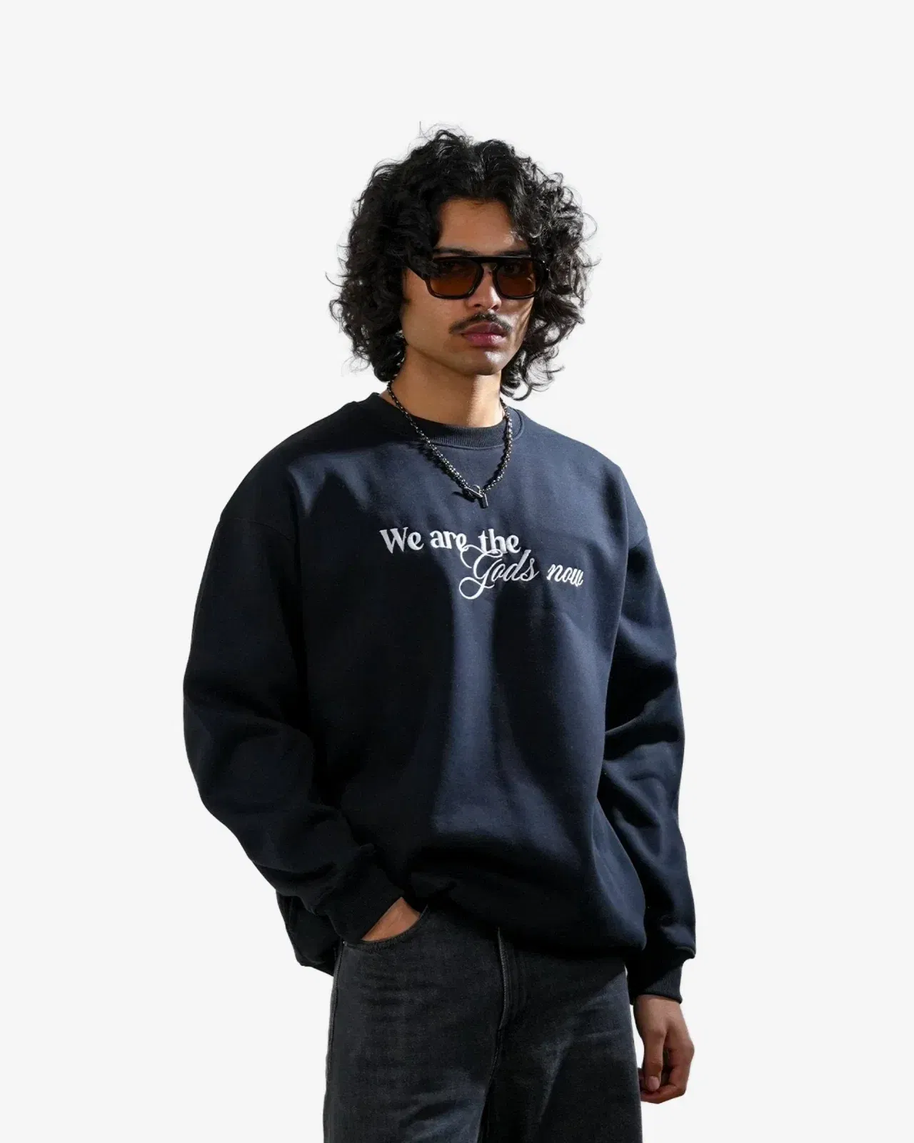 Diabolical - Black Embroidered Oversized Sweatshirt