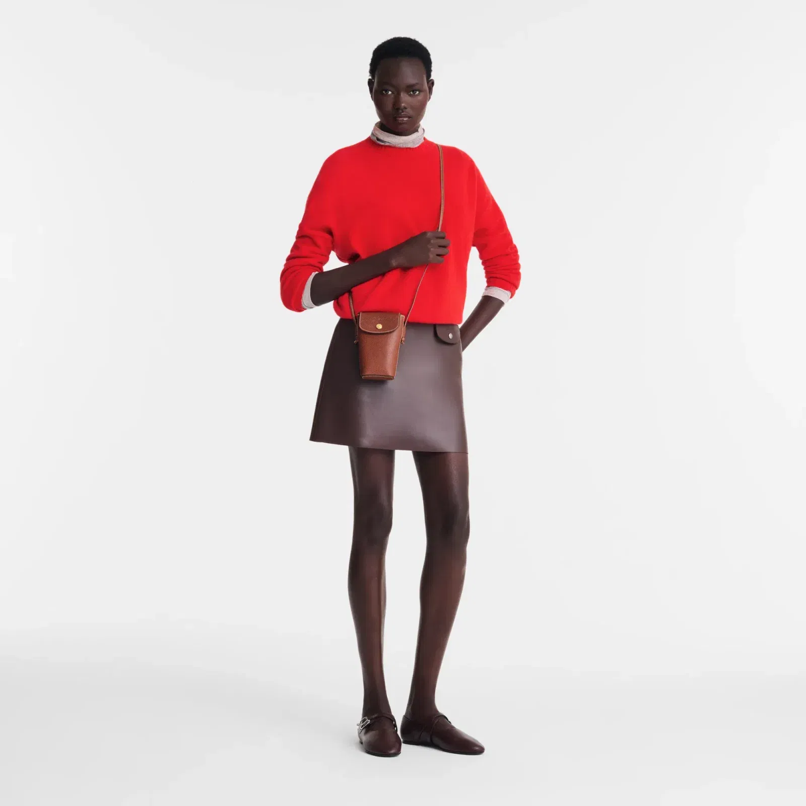 Longchamp Épure Phone case with leather lace Brown