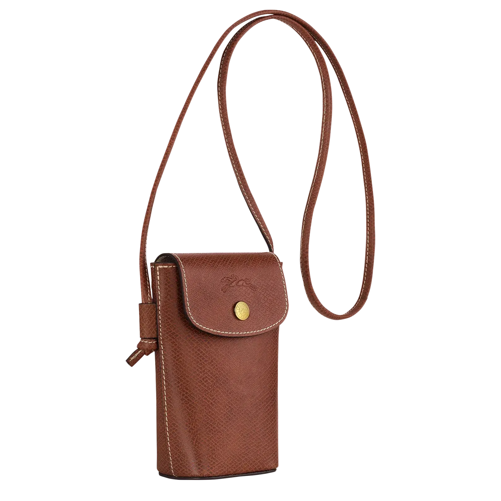 Longchamp Épure Phone case with leather lace Brown