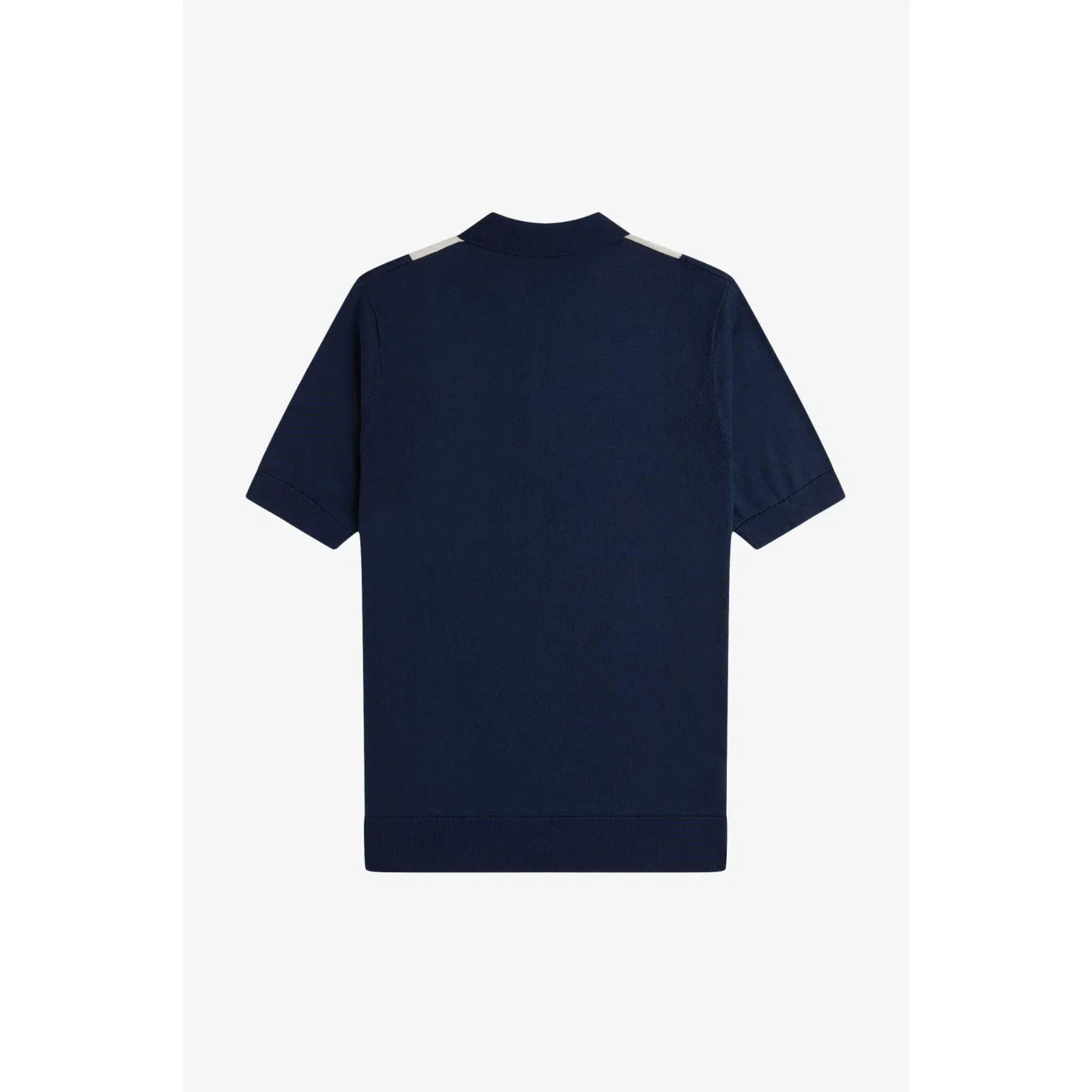 Vertical Stripe Zipped Short-Sleeve Polo Shirt