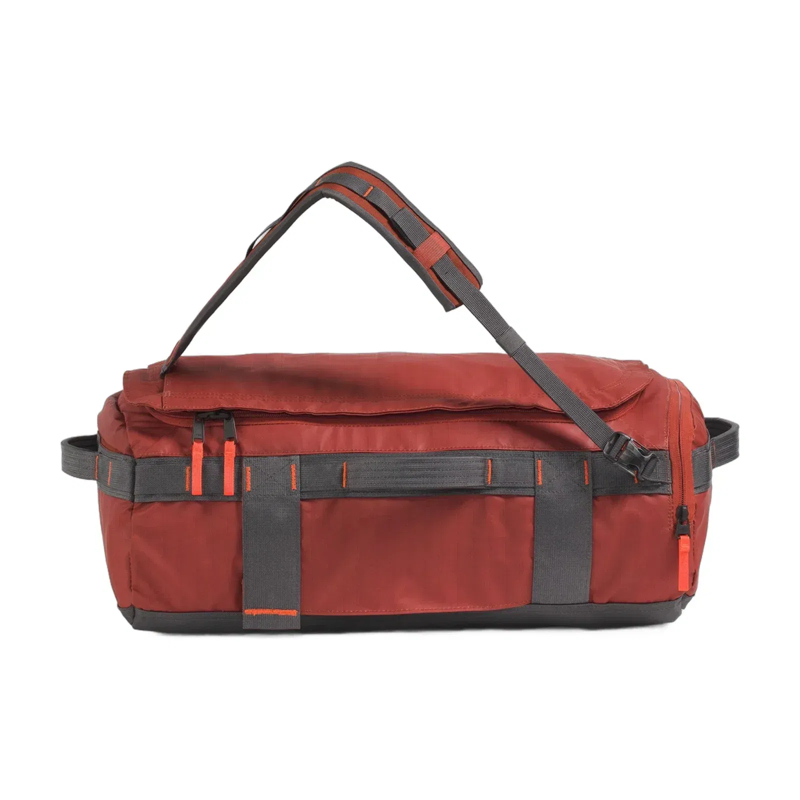The North Face Base Camp™ Voyager Duffel—32L Iron Clay-Anthracite Grey-Lava Red