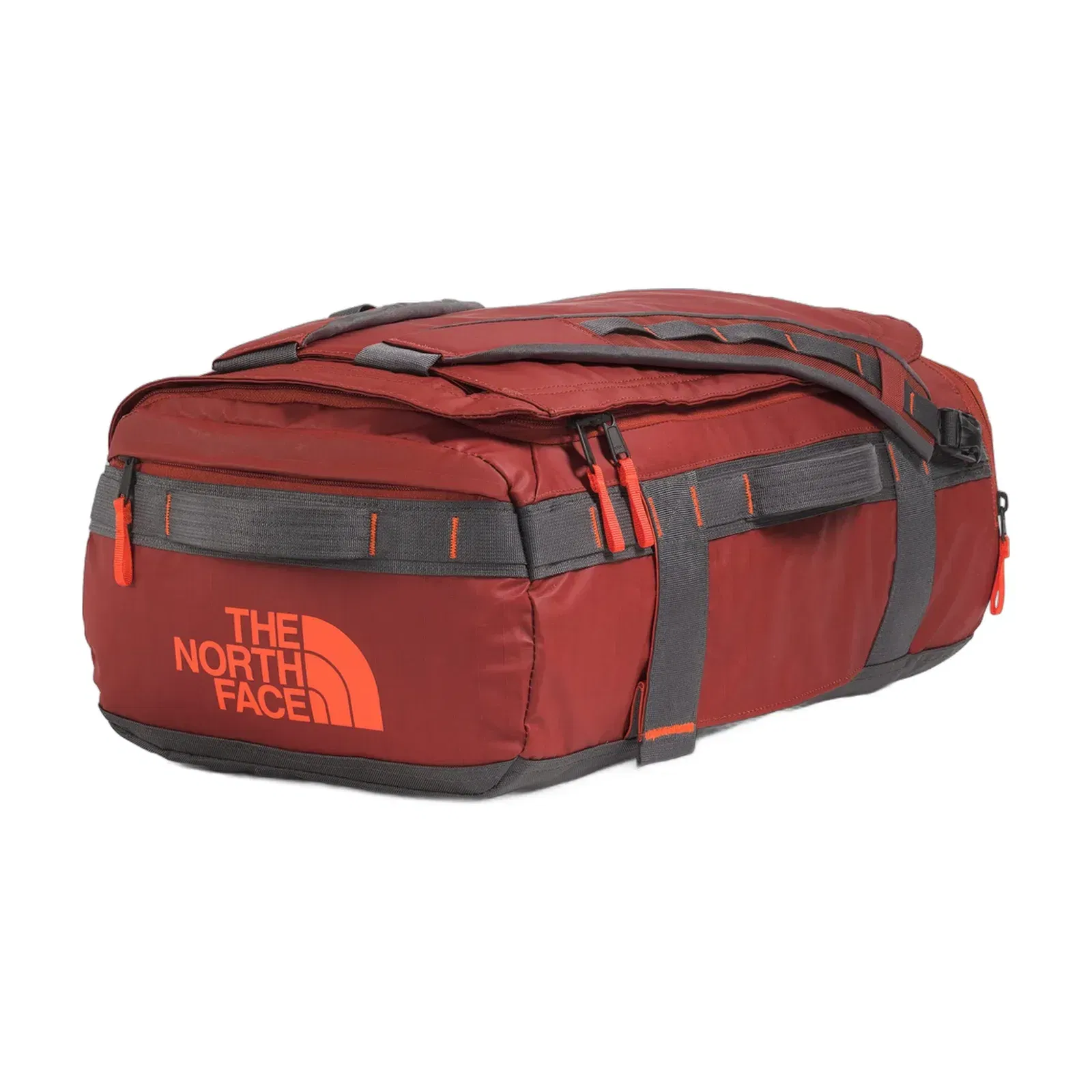The North Face Base Camp™ Voyager Duffel—32L Iron Clay-Anthracite Grey-Lava Red