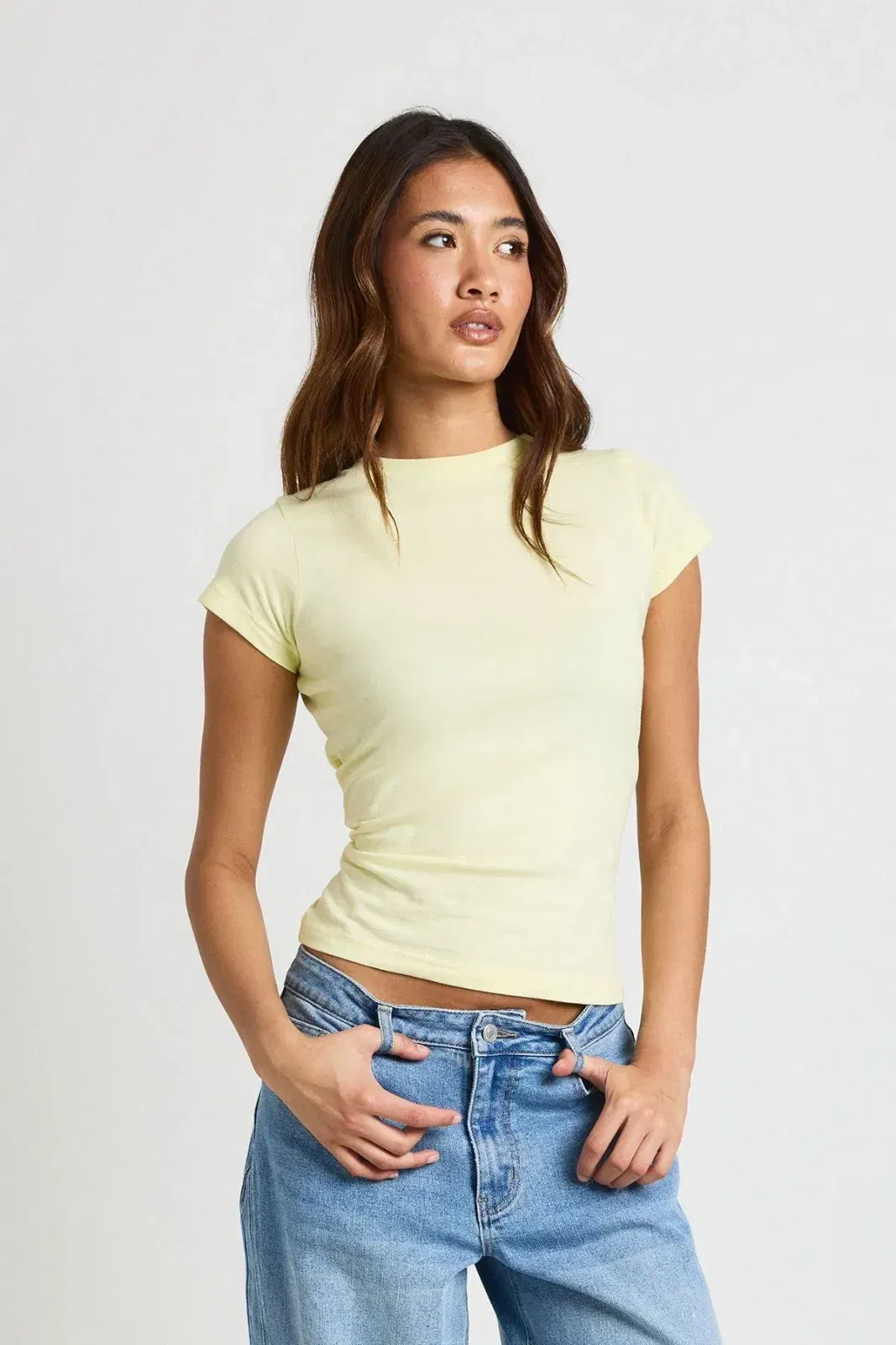 Basic Short Sleeve Longline Fitted Top