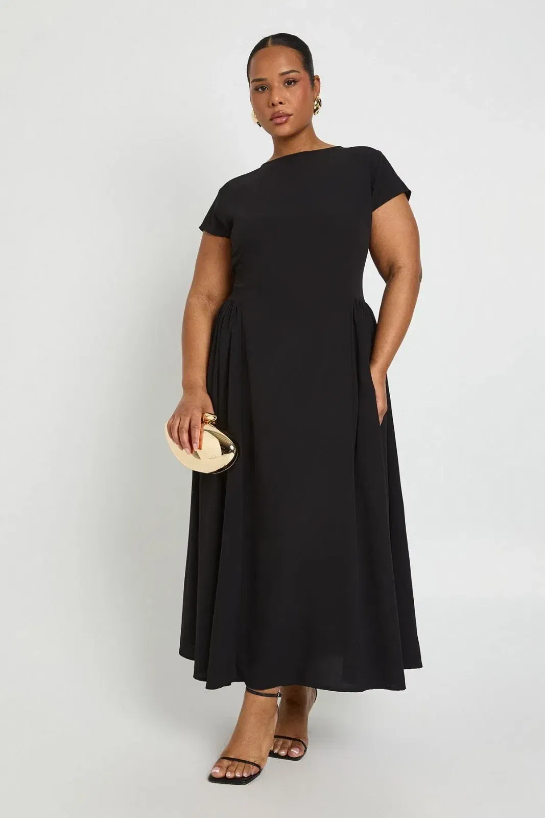 Plus Textured Volume Skirt Midaxi Dress