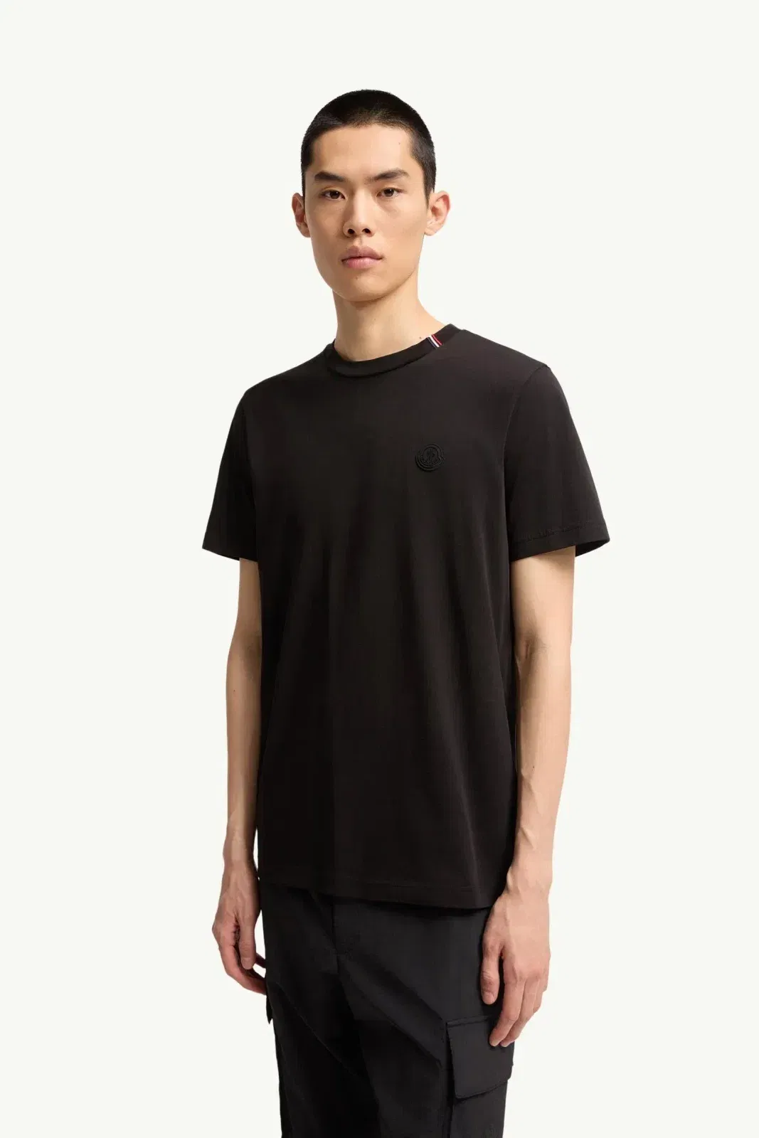 Moncler Logo Cotton T-Shirt Black Black