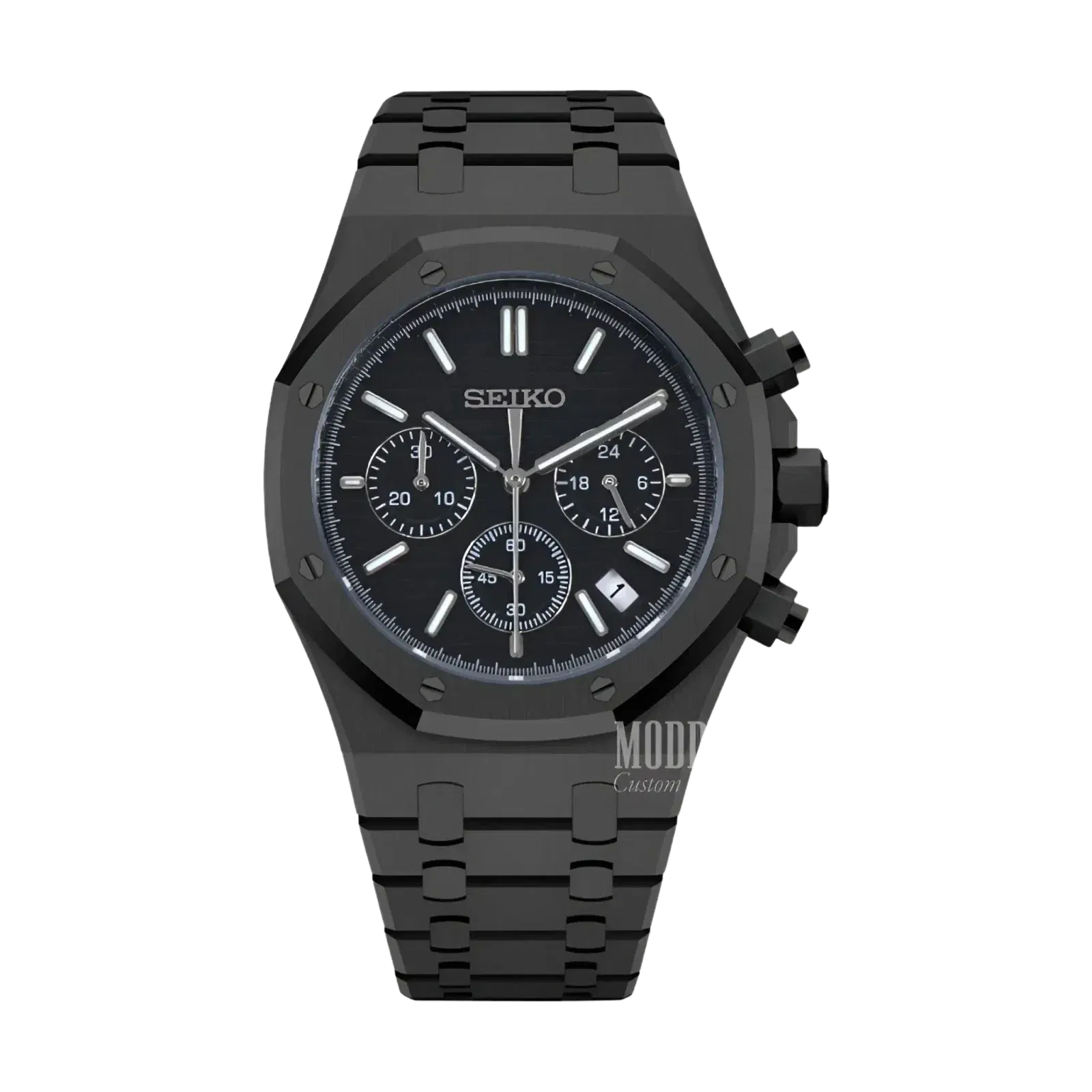 Seiko Mod Royal Seikoak Chrono Triple Black
